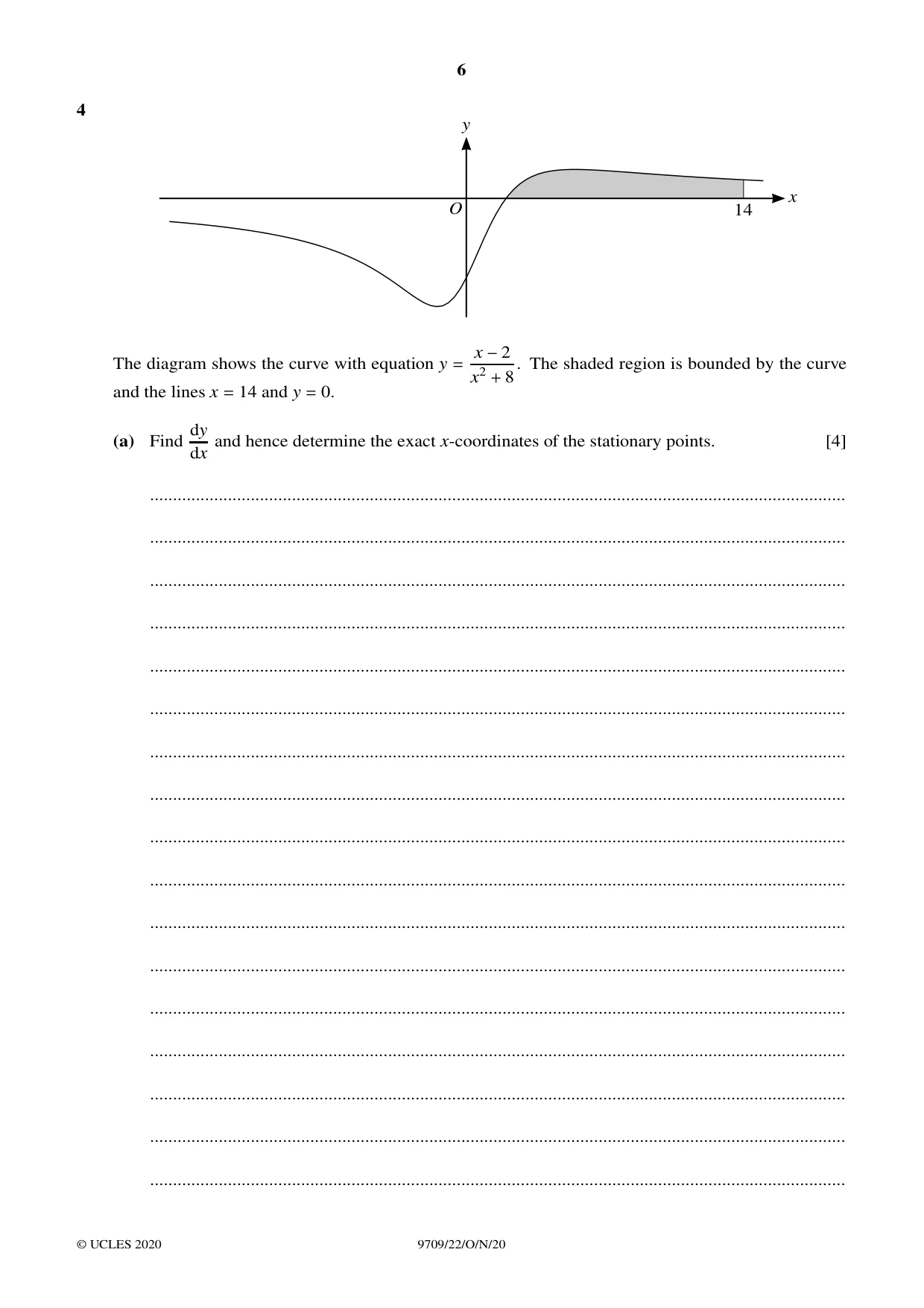 Cambridge A Level Mathematics 9709 2020 Oct/Nov Paper 2 · Variant 2 question paper, page 6 of 16