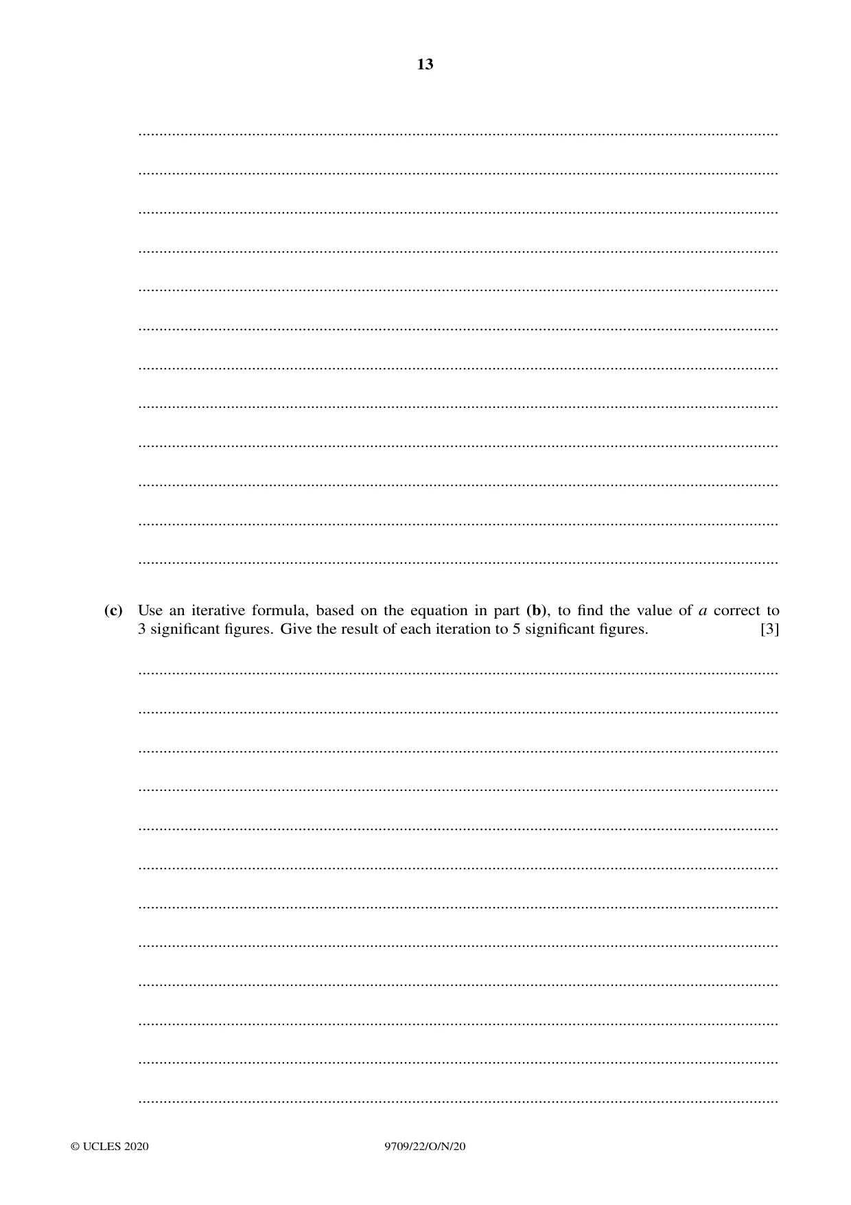 Cambridge A Level Mathematics 9709 2020 Oct/Nov Paper 2 · Variant 2 question paper, page 13 of 16