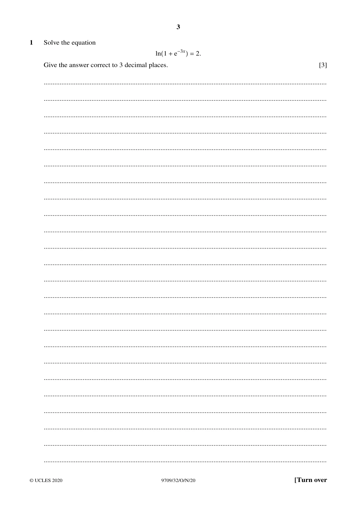 Cambridge A Level Mathematics 9709 2020 Oct/Nov Paper 3 · Variant 2 question paper, page 3 of 20
