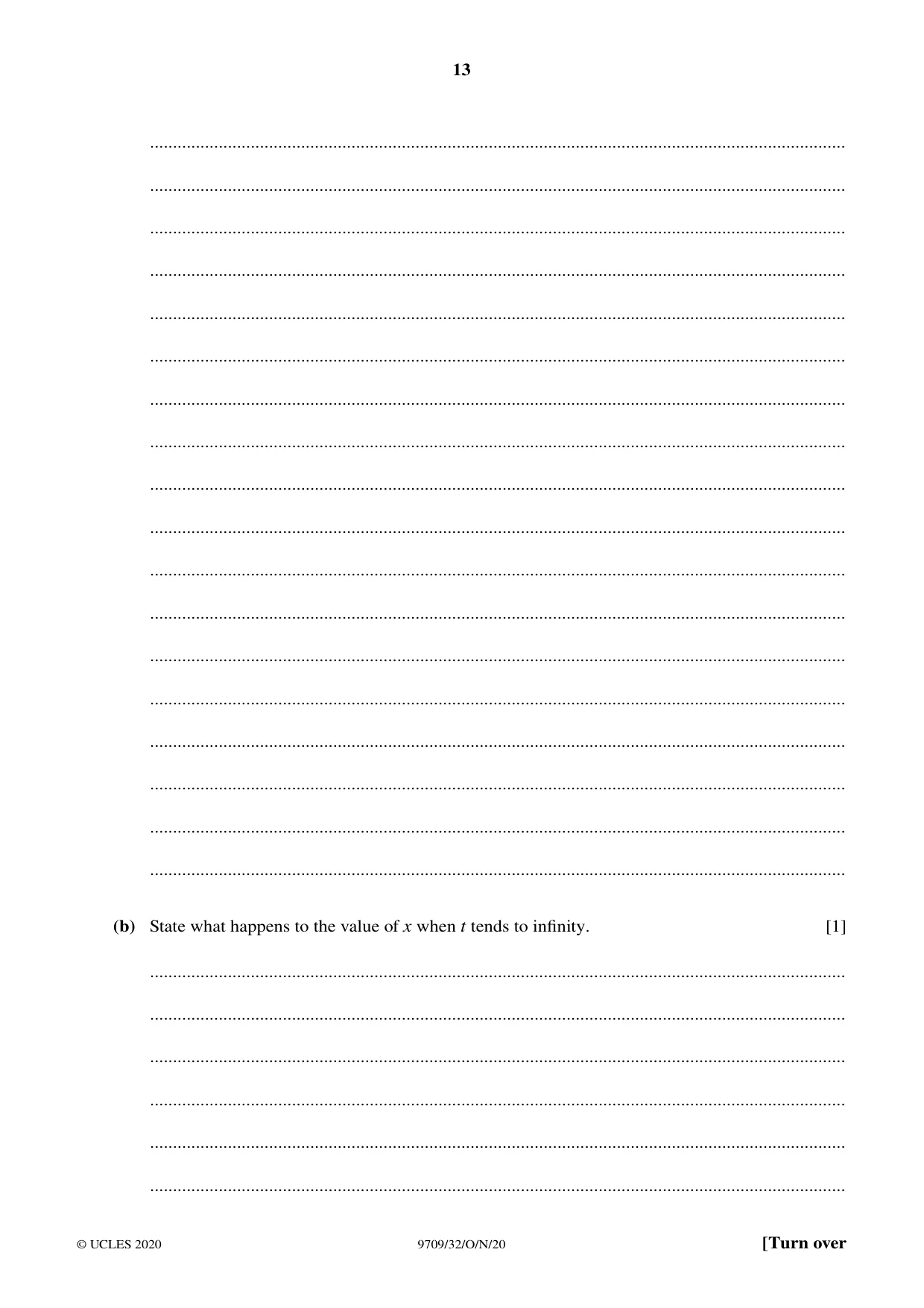 Cambridge A Level Mathematics 9709 2020 Oct/Nov Paper 3 · Variant 2 question paper, page 13 of 20