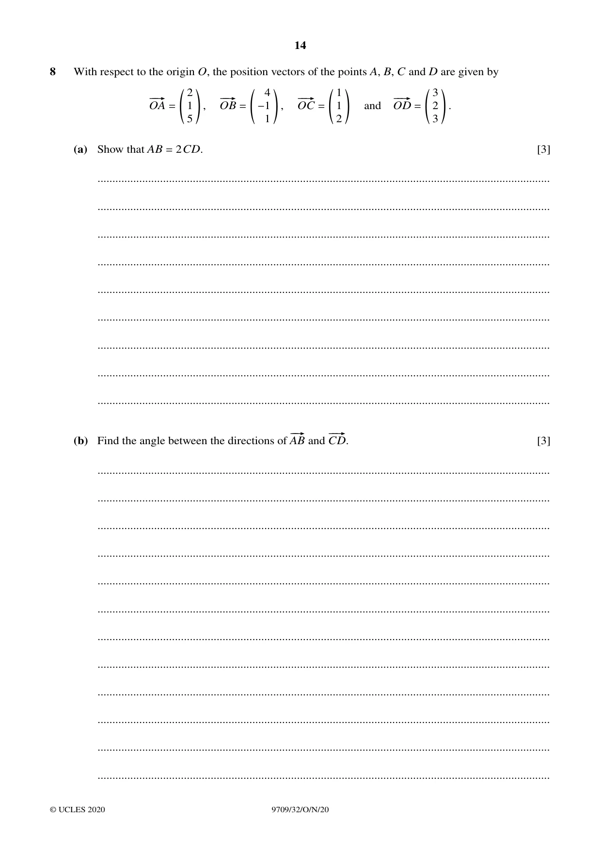 Cambridge A Level Mathematics 9709 2020 Oct/Nov Paper 3 · Variant 2 question paper, page 14 of 20