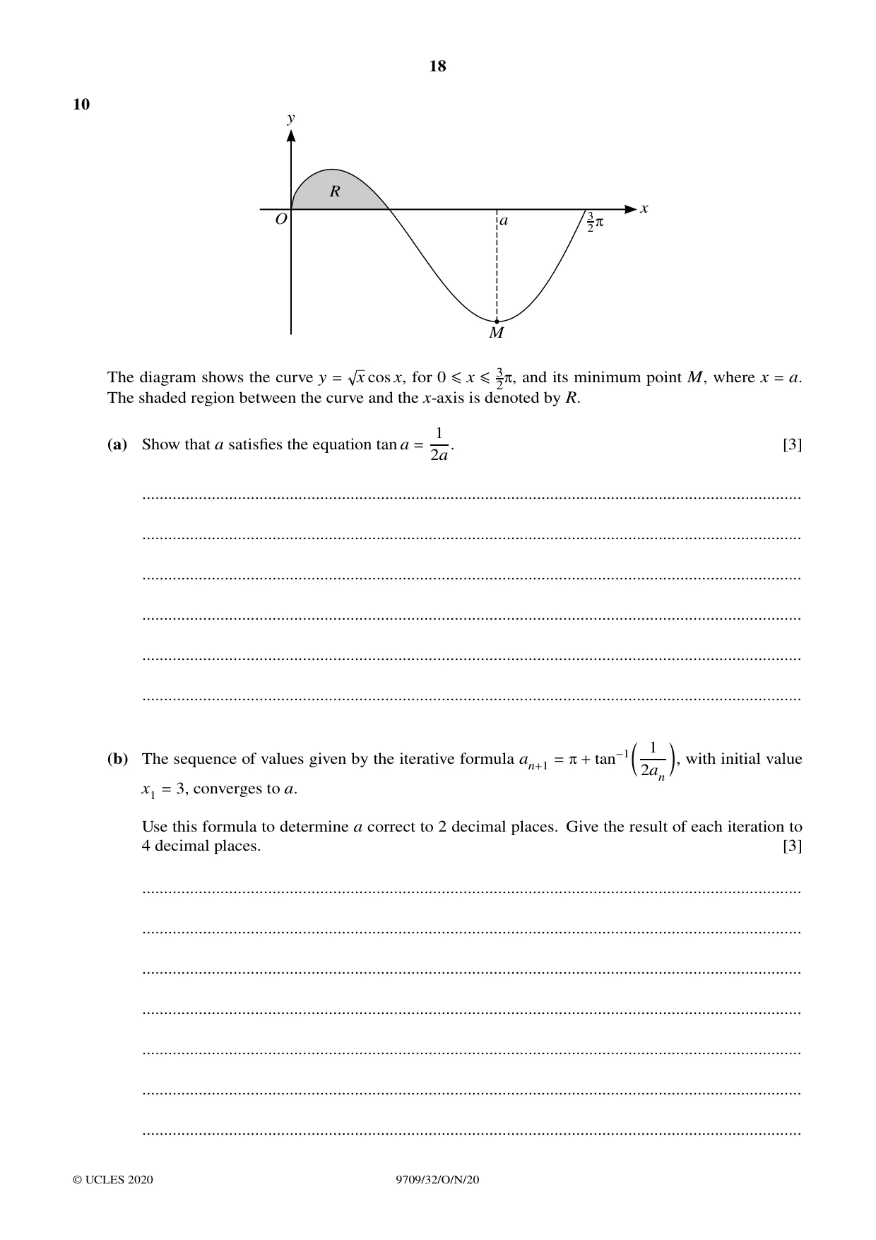 Cambridge A Level Mathematics 9709 2020 Oct/Nov Paper 3 · Variant 2 question paper, page 18 of 20