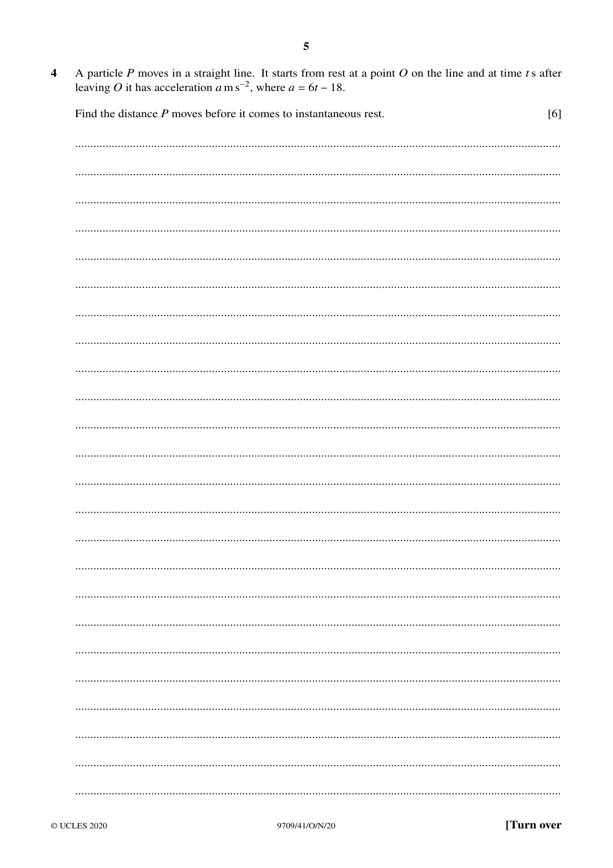 Cambridge A Level Mathematics 9709 2020 Oct/Nov Paper 4 · Variant 1 question paper, page 5 of 12