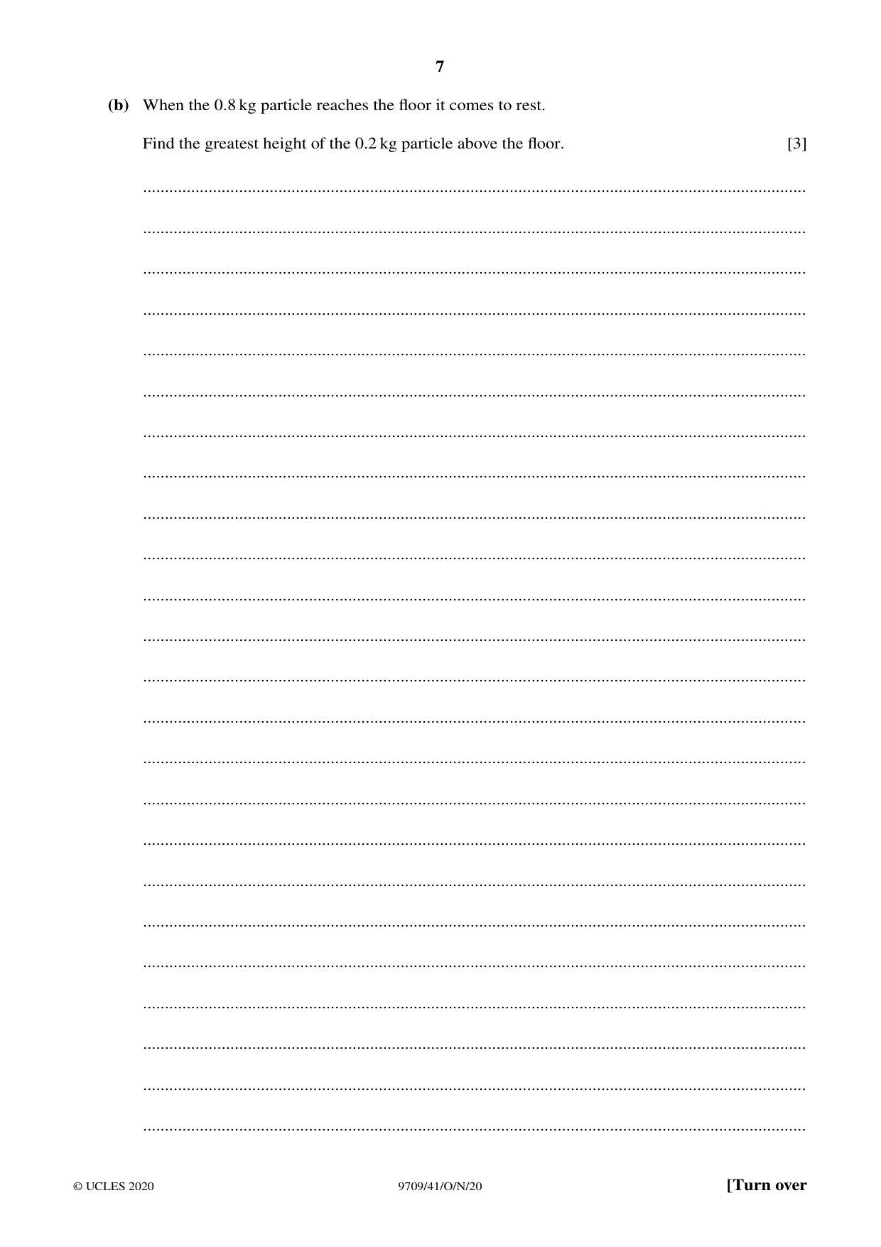 Cambridge A Level Mathematics 9709 2020 Oct/Nov Paper 4 · Variant 1 question paper, page 7 of 12