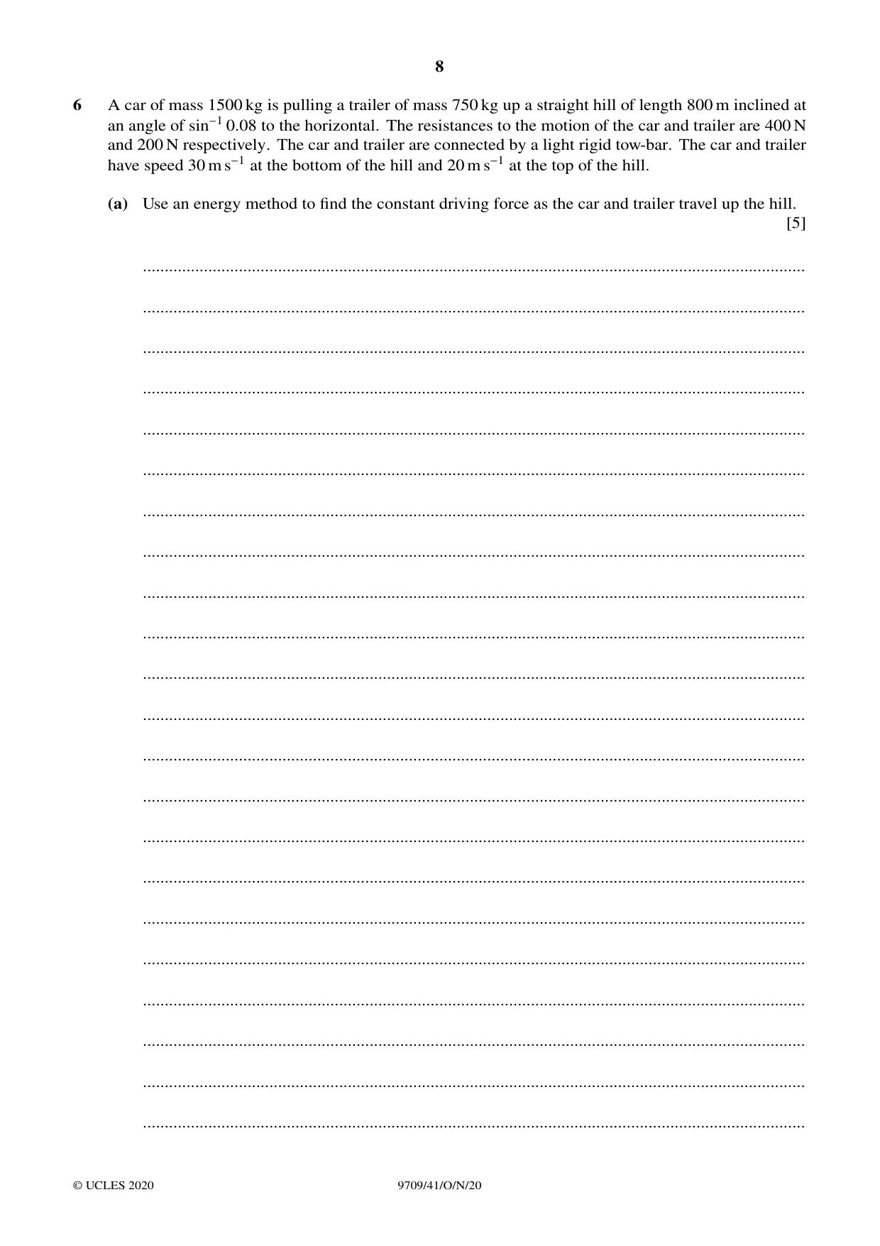Cambridge A Level Mathematics 9709 2020 Oct/Nov Paper 4 · Variant 1 question paper, page 8 of 12