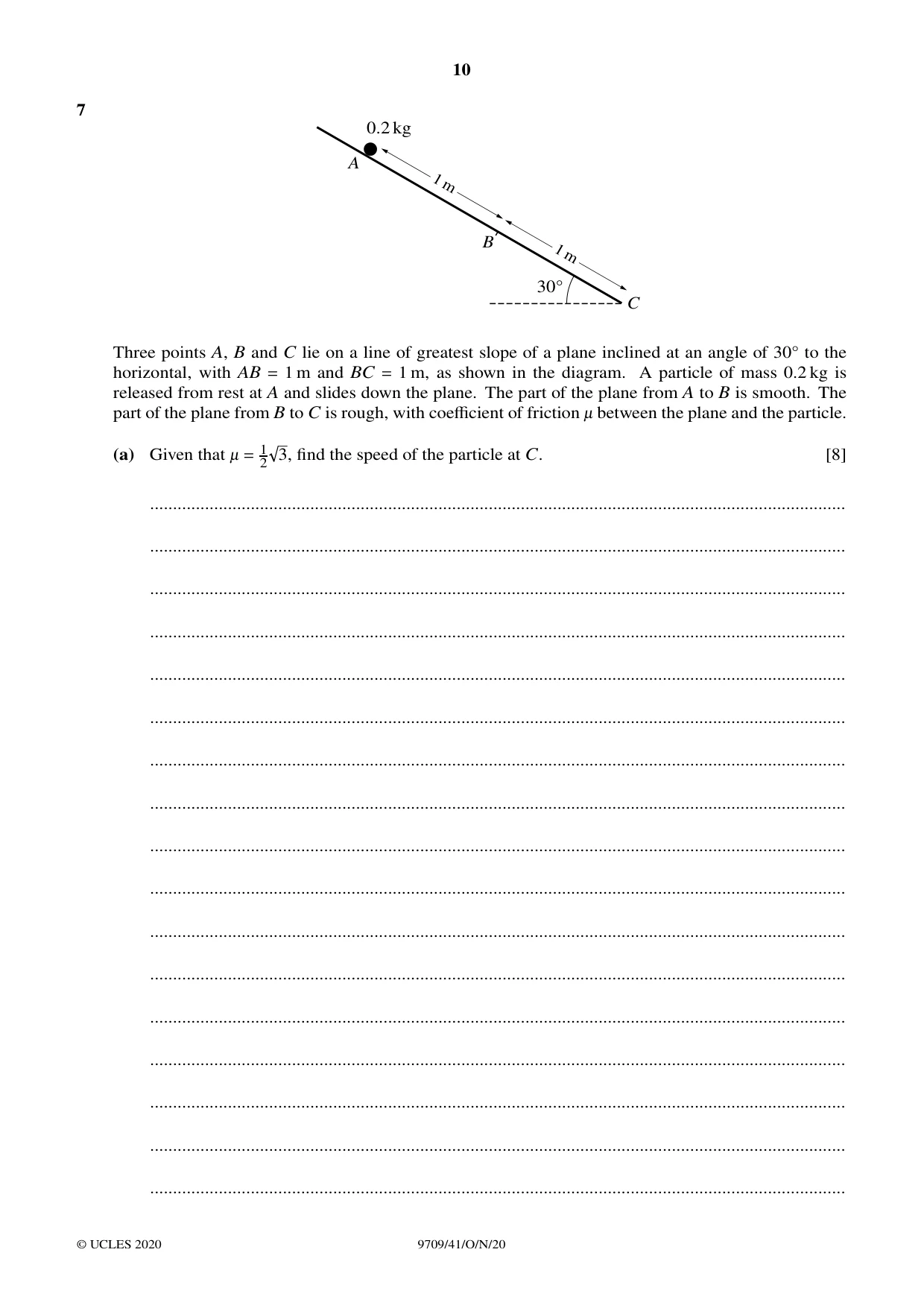 Cambridge A Level Mathematics 9709 2020 Oct/Nov Paper 4 · Variant 1 question paper, page 10 of 12