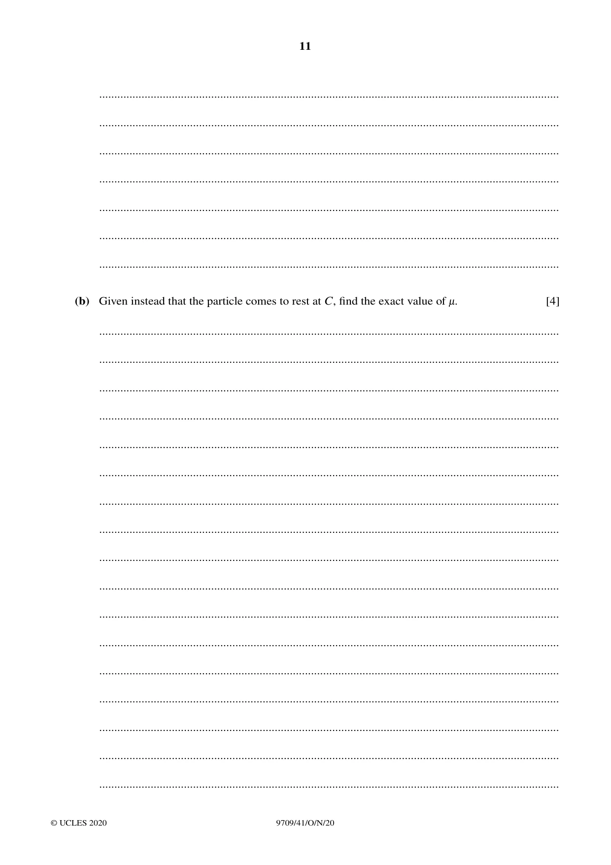 Cambridge A Level Mathematics 9709 2020 Oct/Nov Paper 4 · Variant 1 question paper, page 11 of 12