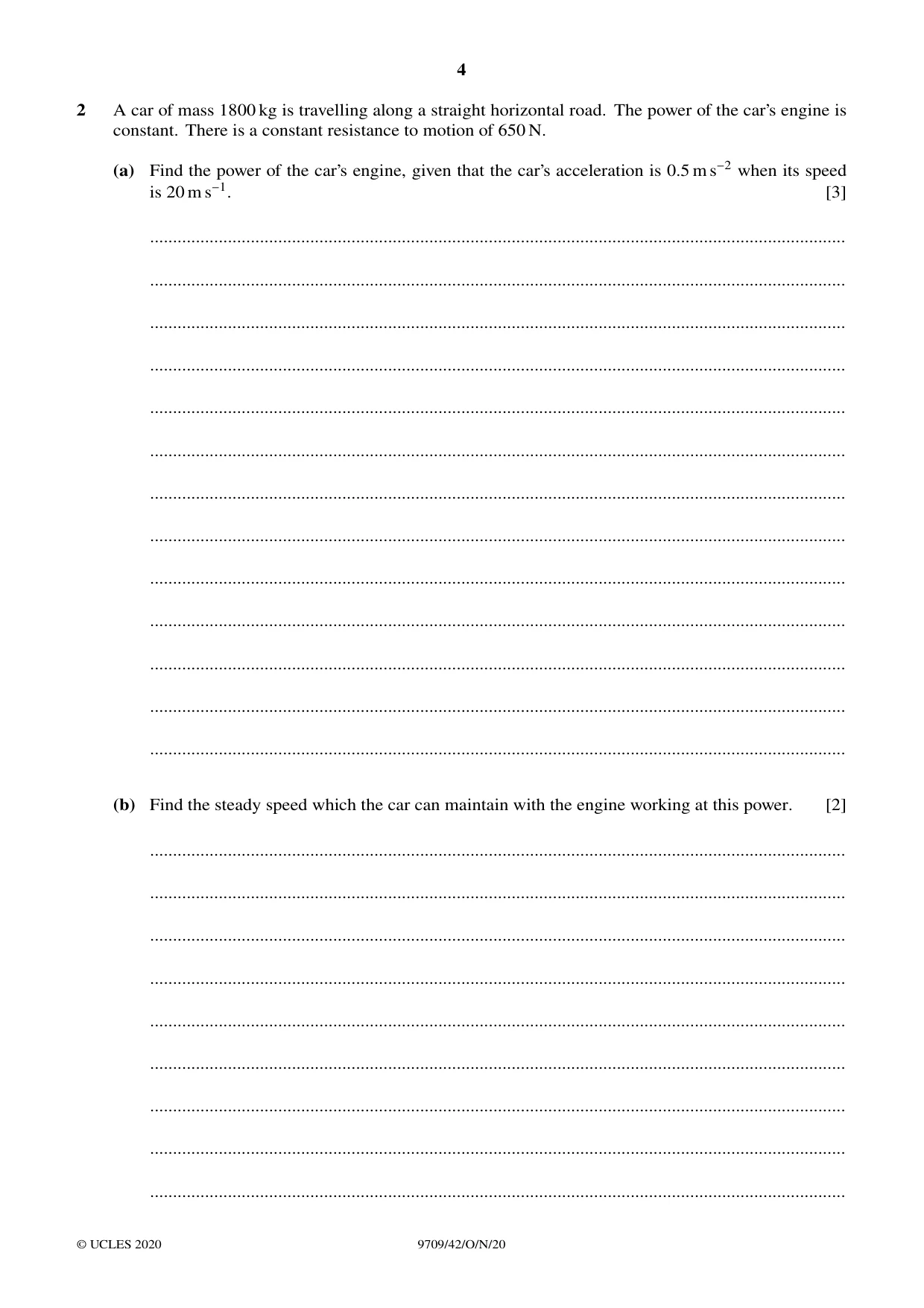 Cambridge A Level Mathematics 9709 2020 Oct/Nov Paper 4 · Variant 2 question paper, page 4 of 16