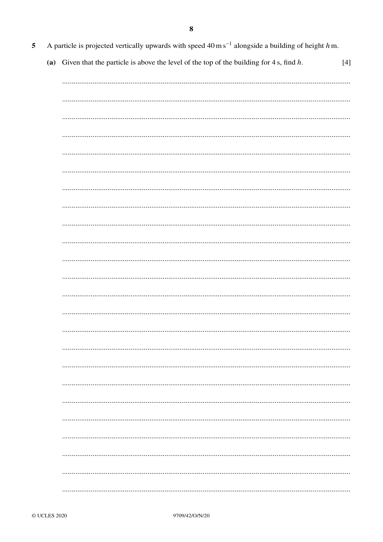 Cambridge A Level Mathematics 9709 2020 Oct/Nov Paper 4 · Variant 2 question paper, page 8 of 16