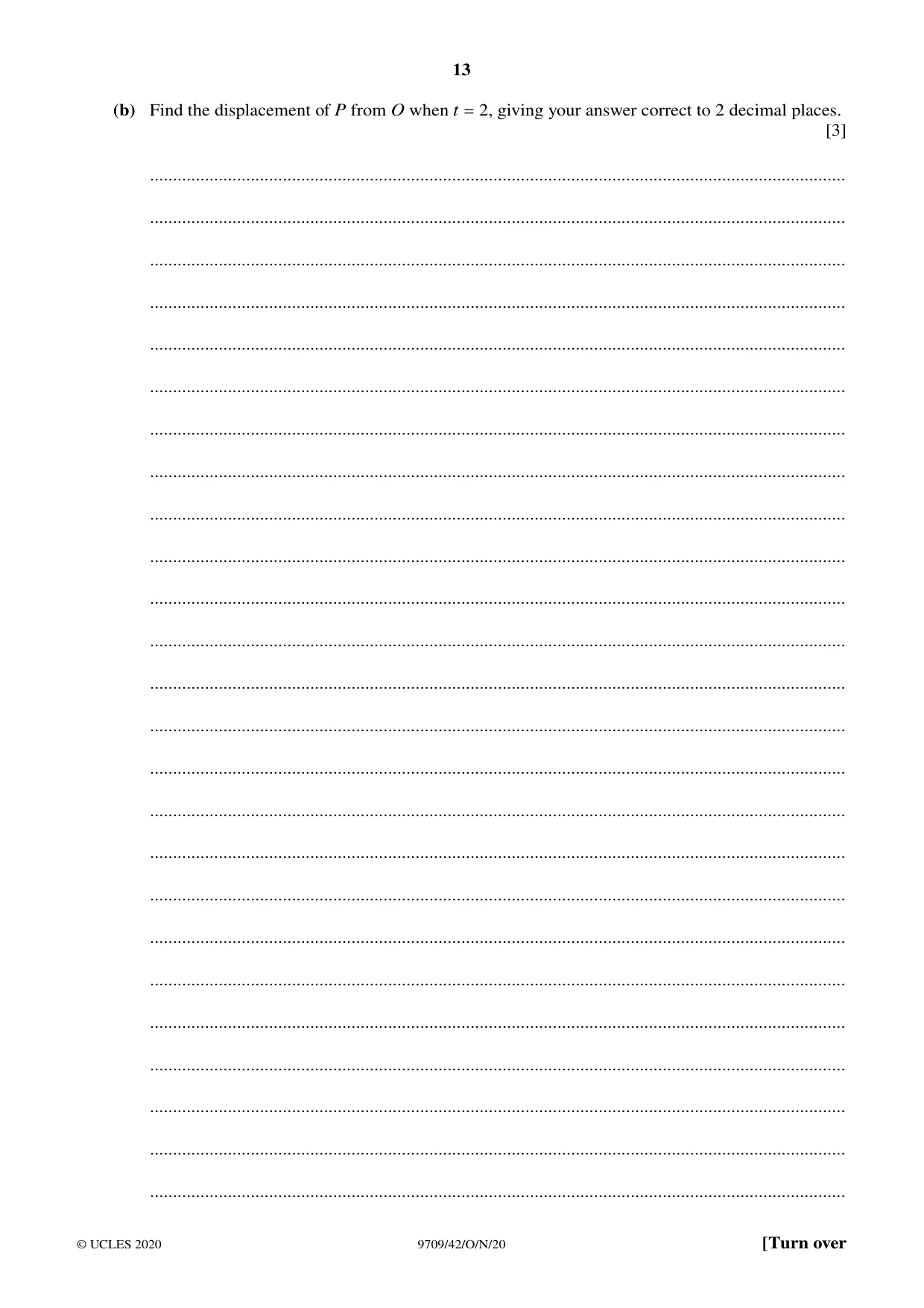 Cambridge A Level Mathematics 9709 2020 Oct/Nov Paper 4 · Variant 2 question paper, page 13 of 16