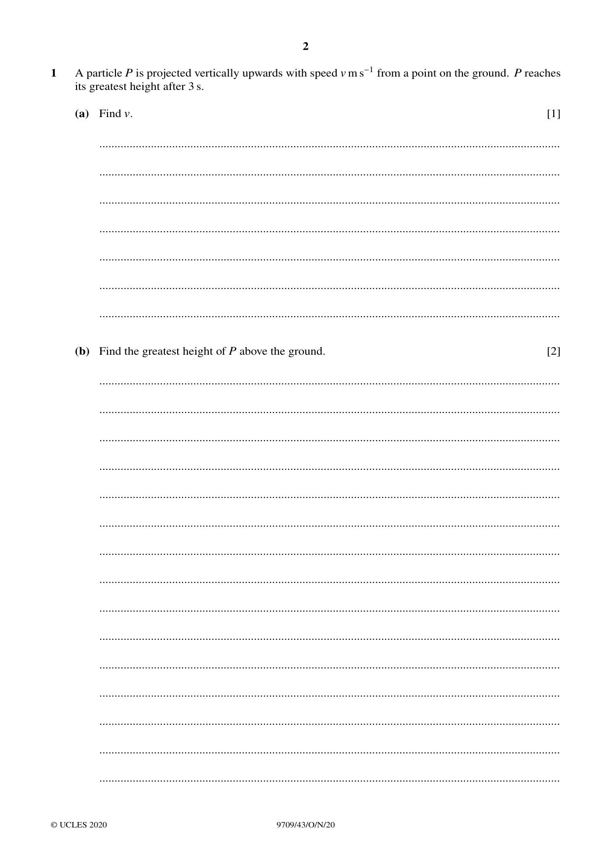 Cambridge A Level Mathematics 9709 2020 Oct/Nov Paper 4 · Variant 3 question paper, page 2 of 12