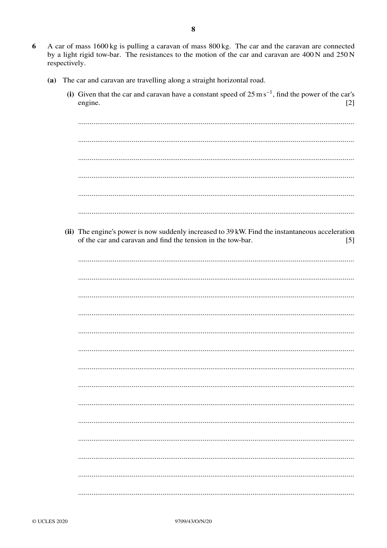 Cambridge A Level Mathematics 9709 2020 Oct/Nov Paper 4 · Variant 3 question paper, page 8 of 12