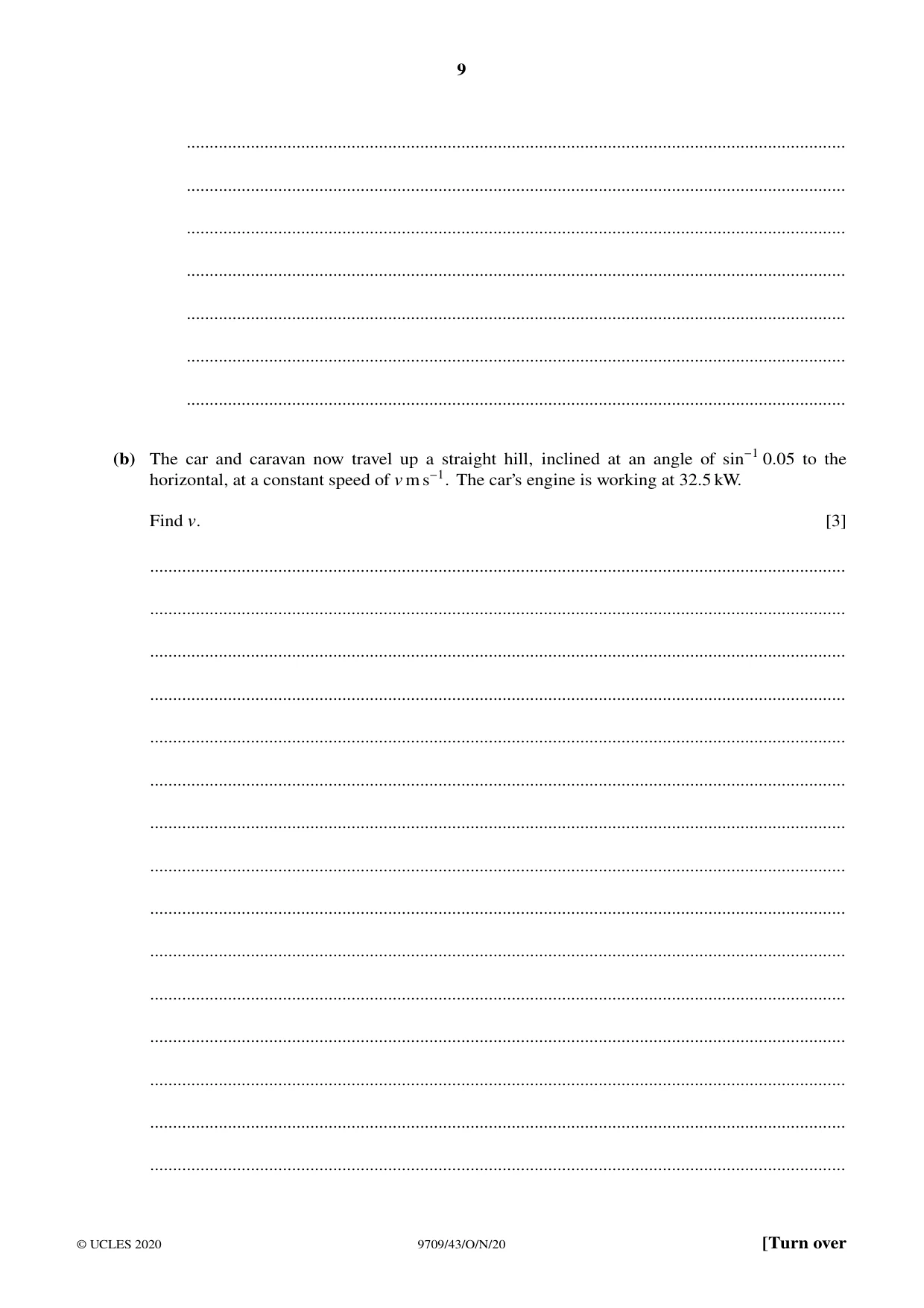 Cambridge A Level Mathematics 9709 2020 Oct/Nov Paper 4 · Variant 3 question paper, page 9 of 12