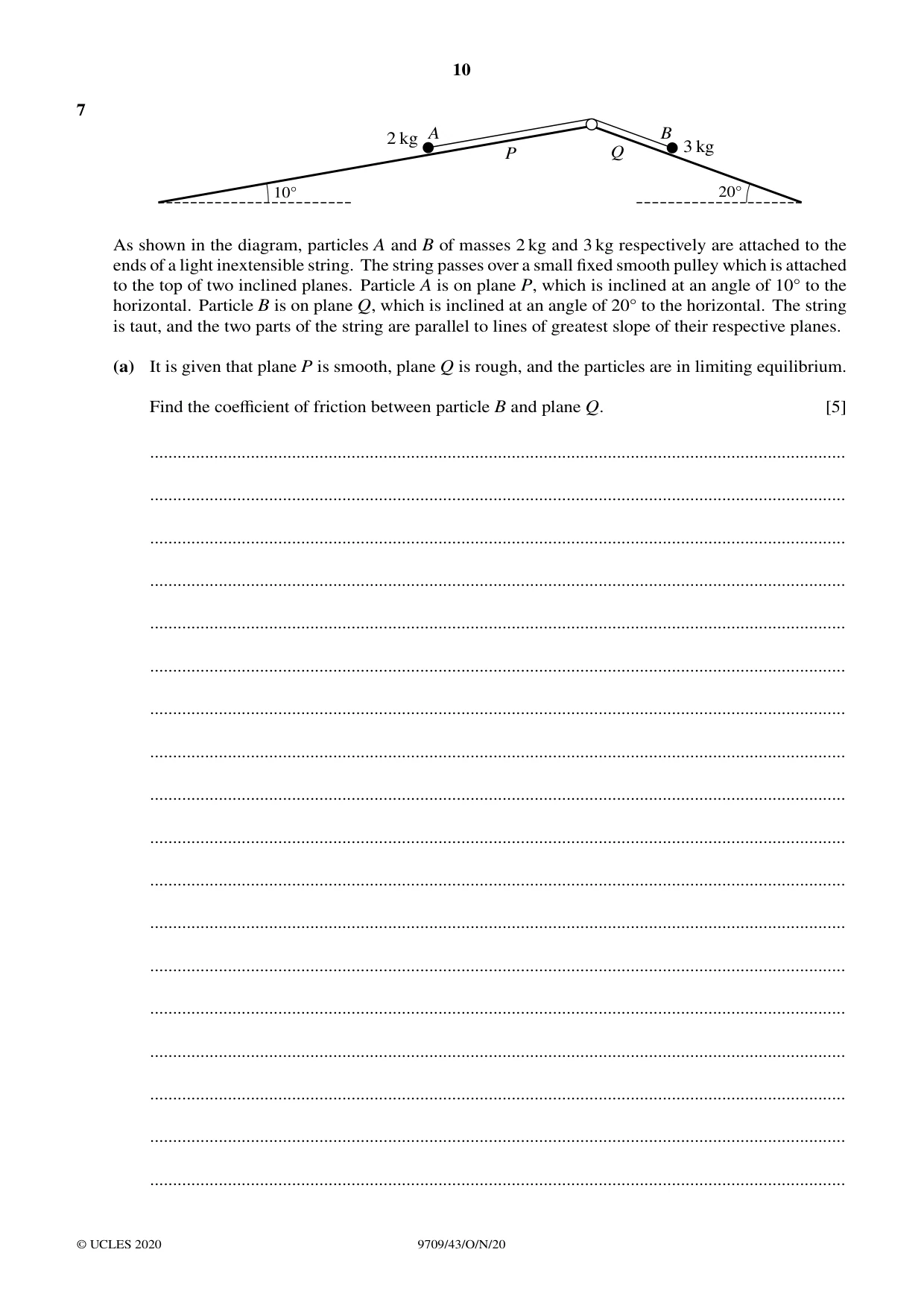 Cambridge A Level Mathematics 9709 2020 Oct/Nov Paper 4 · Variant 3 question paper, page 10 of 12