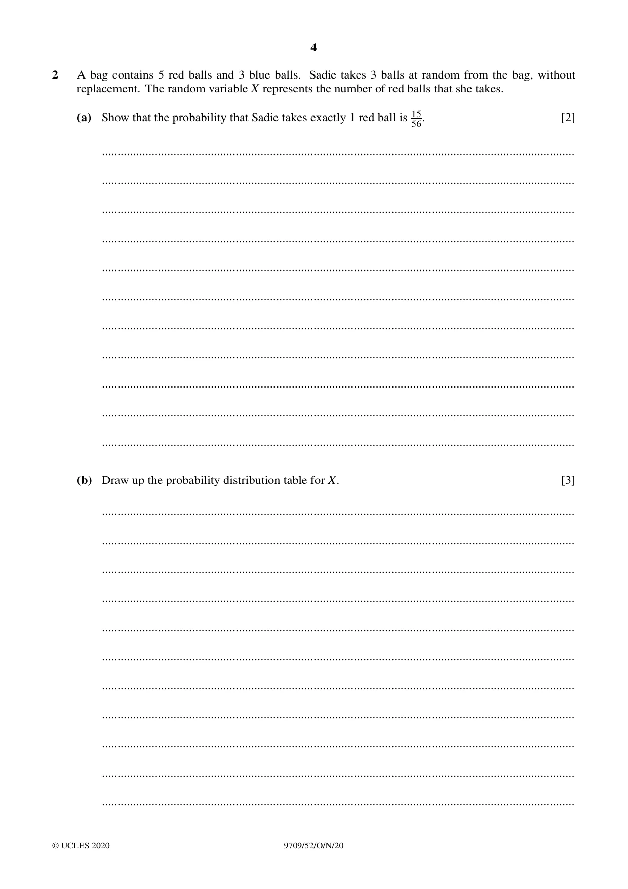 Cambridge A Level Mathematics 9709 2020 Oct/Nov Paper 5 · Variant 2 question paper, page 4 of 16