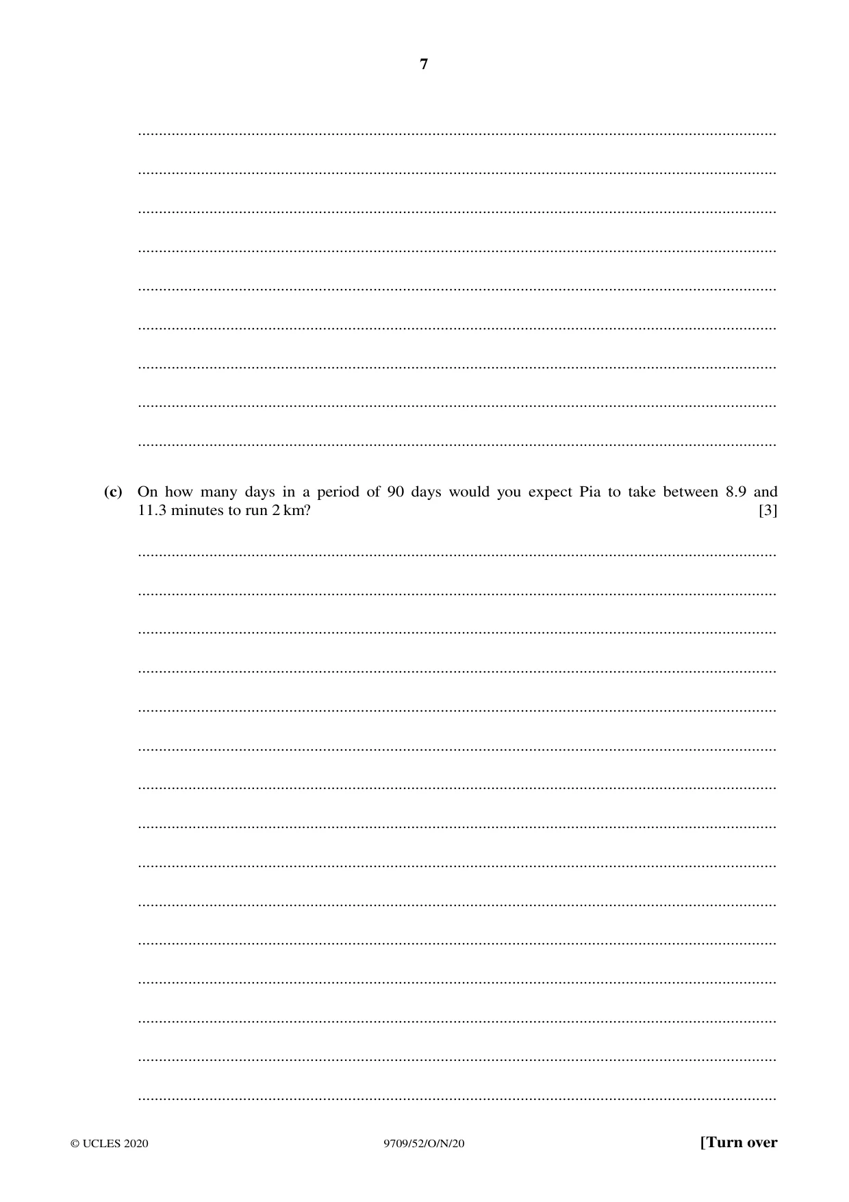 Cambridge A Level Mathematics 9709 2020 Oct/Nov Paper 5 · Variant 2 question paper, page 7 of 16