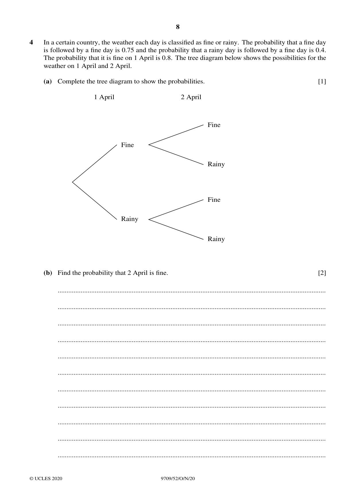 Cambridge A Level Mathematics 9709 2020 Oct/Nov Paper 5 · Variant 2 question paper, page 8 of 16