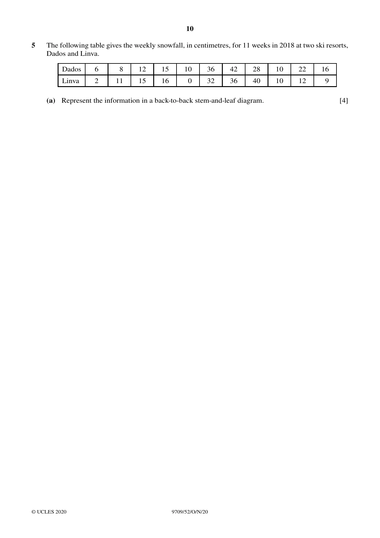Cambridge A Level Mathematics 9709 2020 Oct/Nov Paper 5 · Variant 2 question paper, page 10 of 16