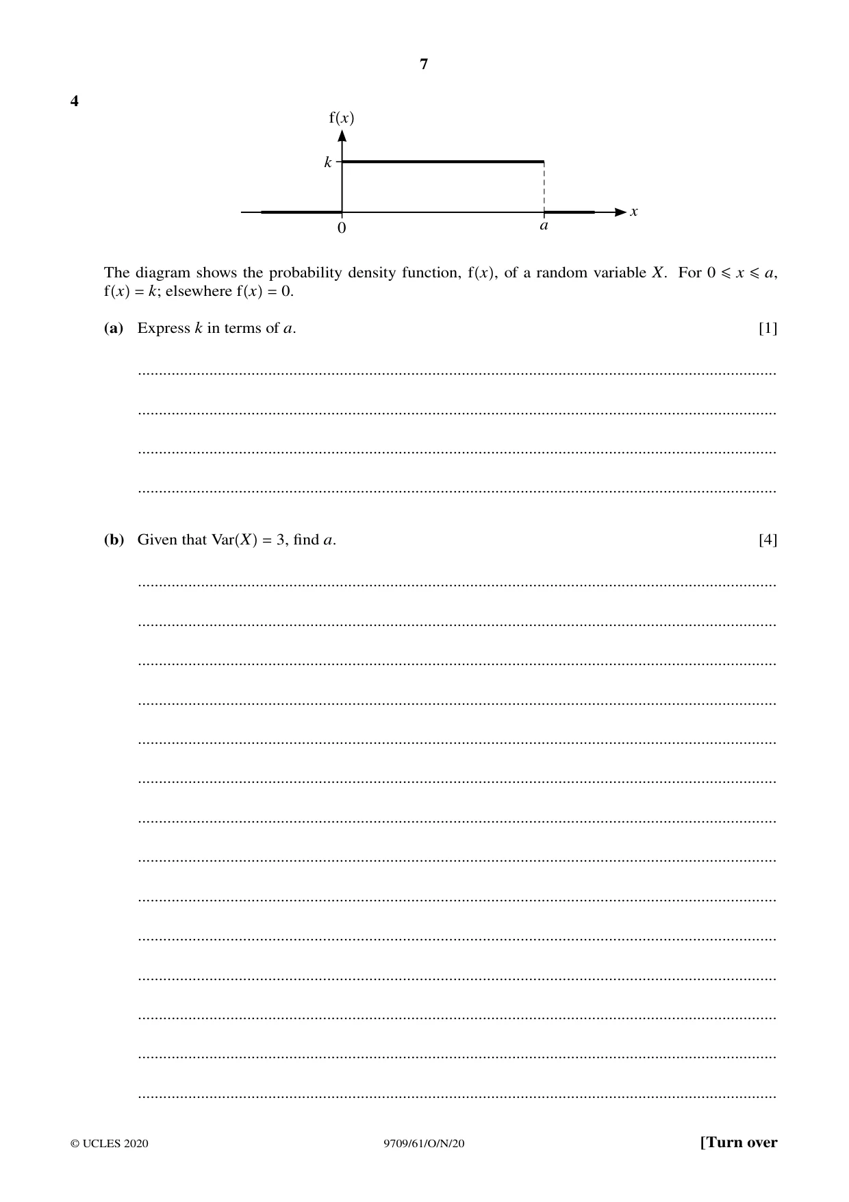 Cambridge A Level Mathematics 9709 2020 Oct/Nov Paper 6 · Variant 1 question paper, page 7 of 12