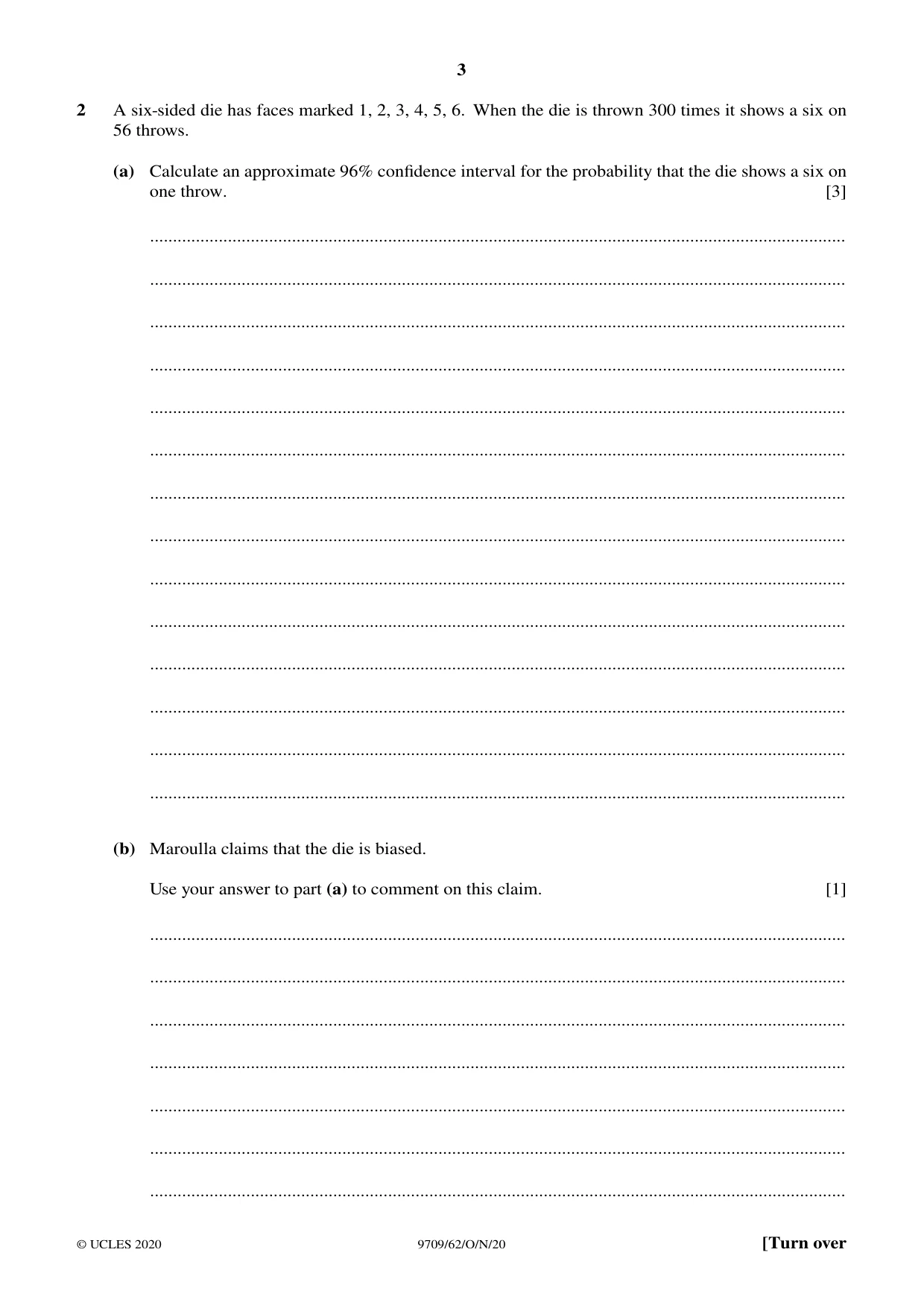 Cambridge A Level Mathematics 9709 2020 Oct/Nov Paper 6 · Variant 2 question paper, page 3 of 16