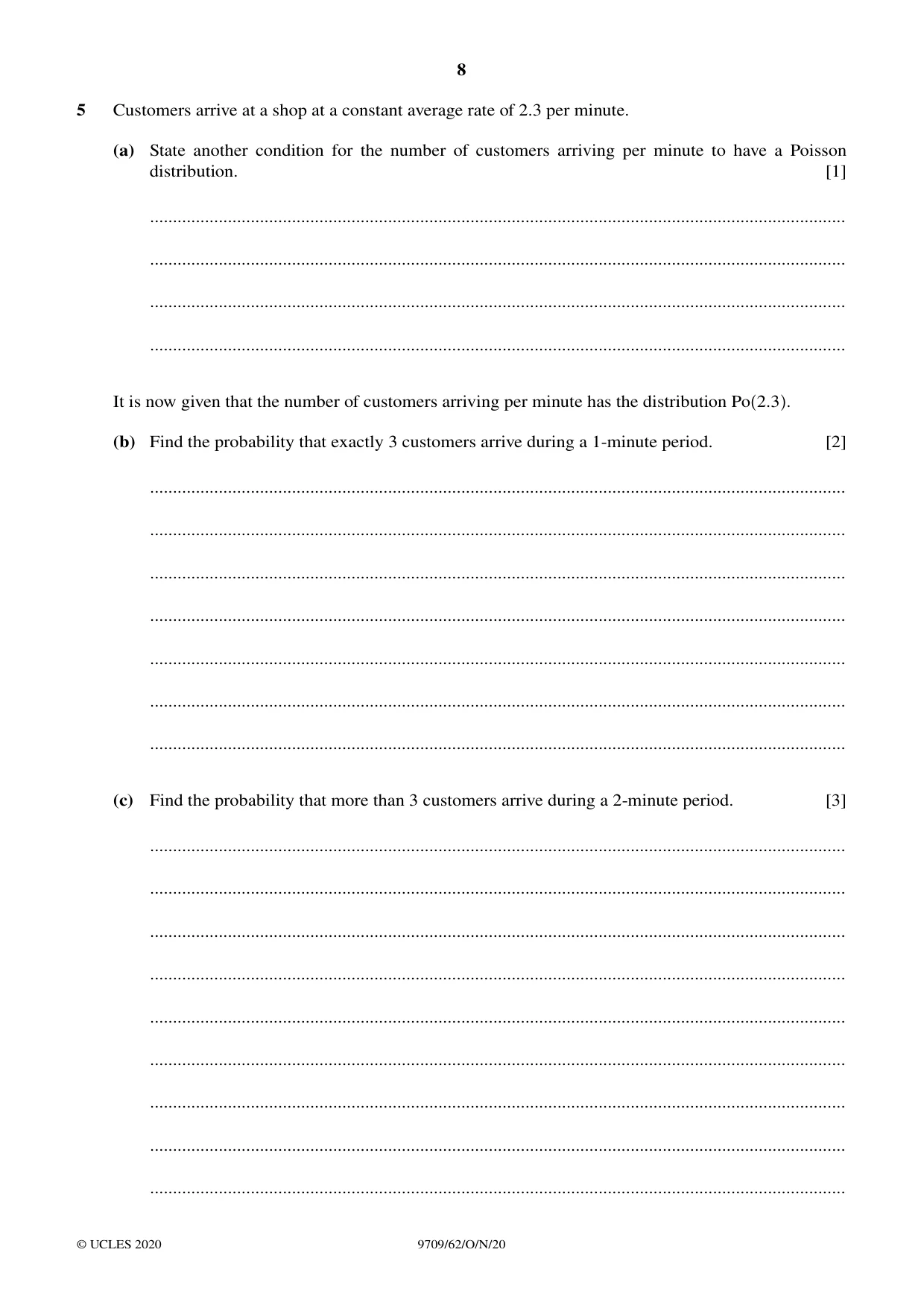 Cambridge A Level Mathematics 9709 2020 Oct/Nov Paper 6 · Variant 2 question paper, page 8 of 16