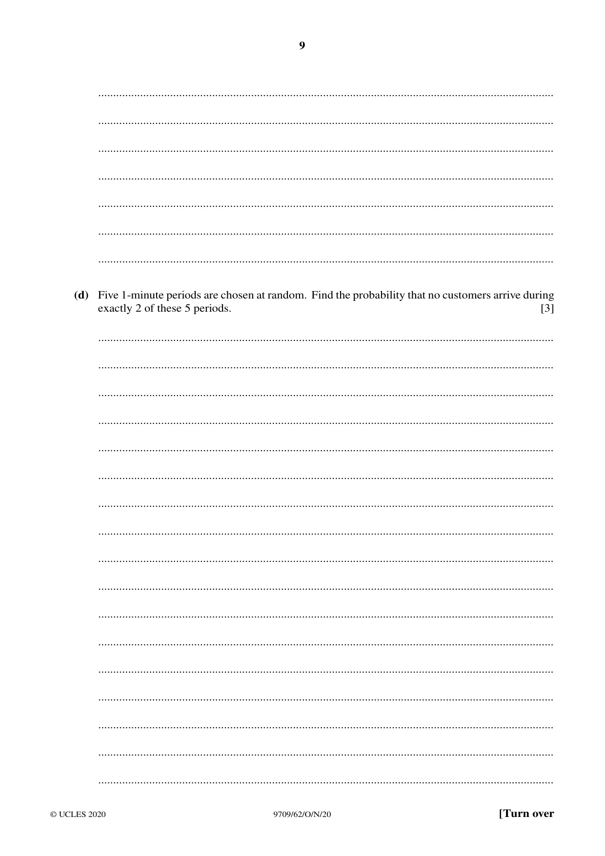 Cambridge A Level Mathematics 9709 2020 Oct/Nov Paper 6 · Variant 2 question paper, page 9 of 16