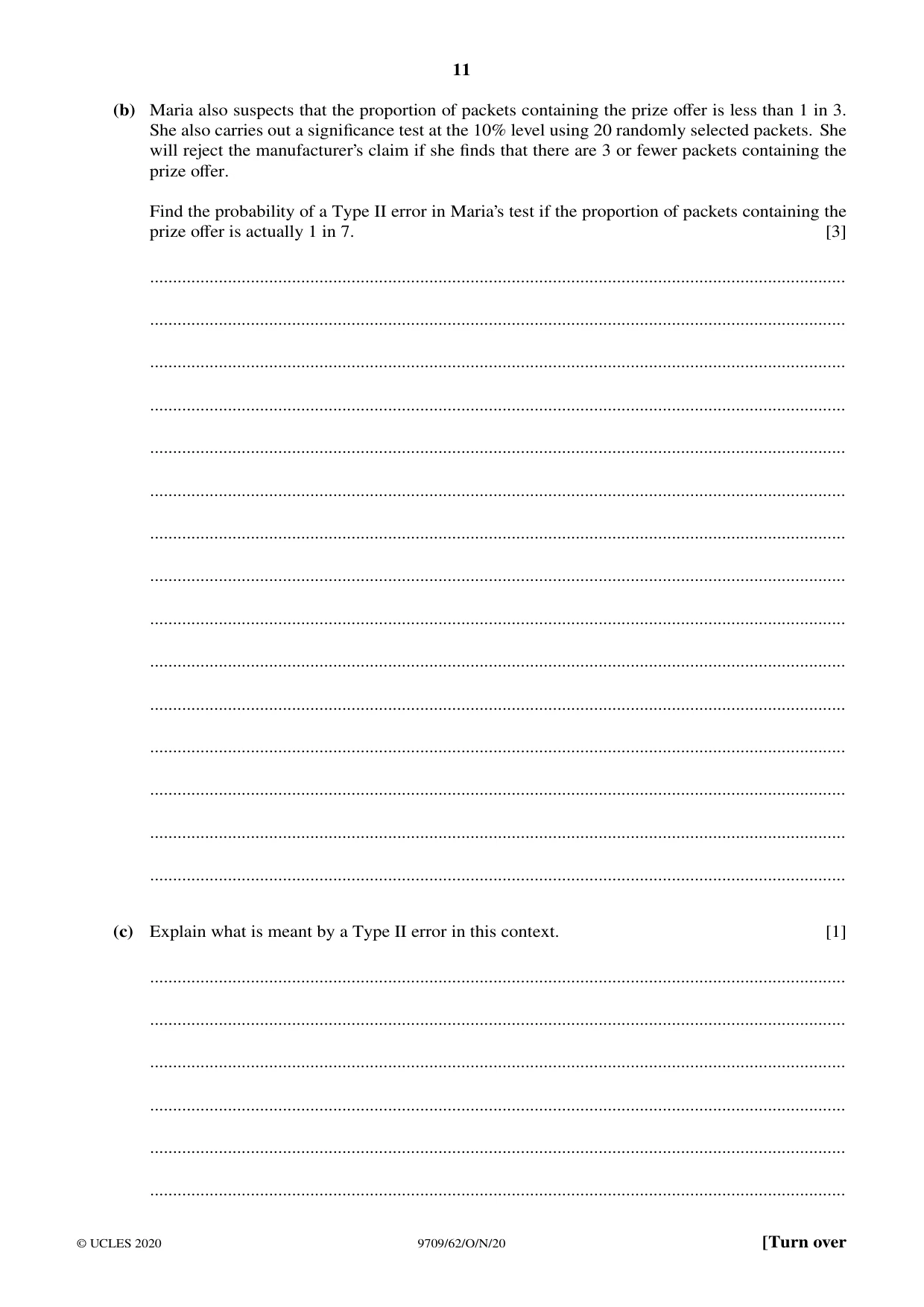 Cambridge A Level Mathematics 9709 2020 Oct/Nov Paper 6 · Variant 2 question paper, page 11 of 16