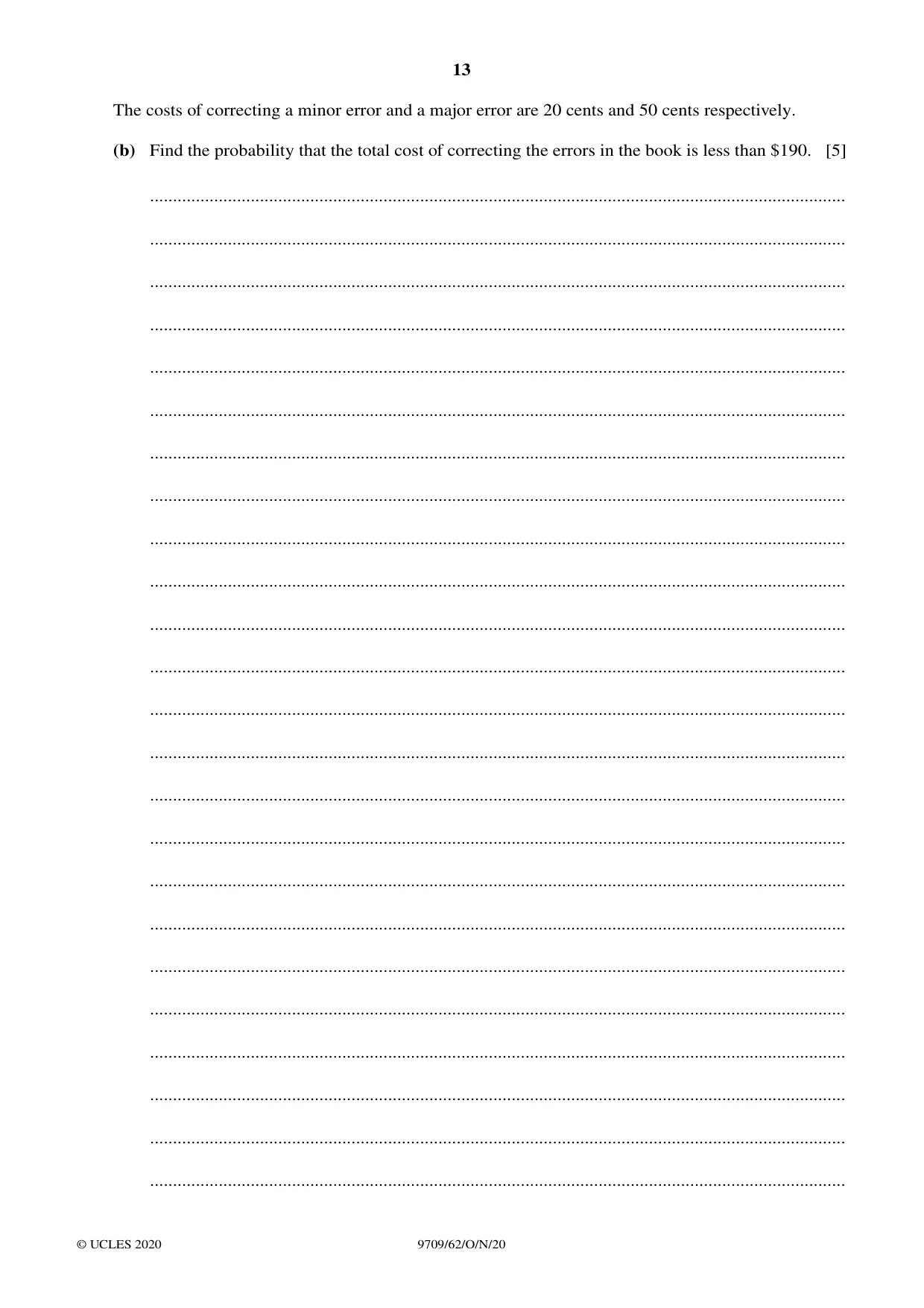 Cambridge A Level Mathematics 9709 2020 Oct/Nov Paper 6 · Variant 2 question paper, page 13 of 16