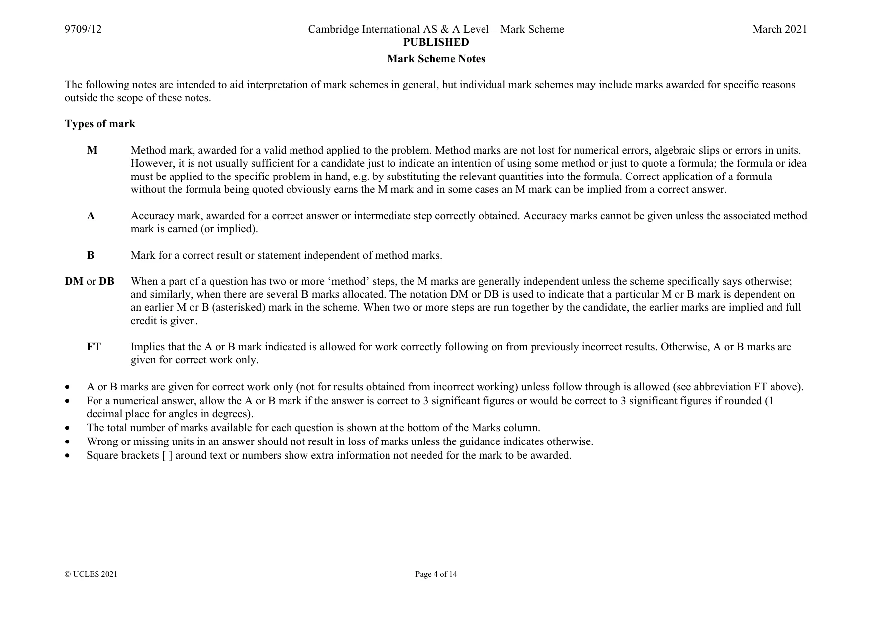 Mark scheme, page 4 of 14