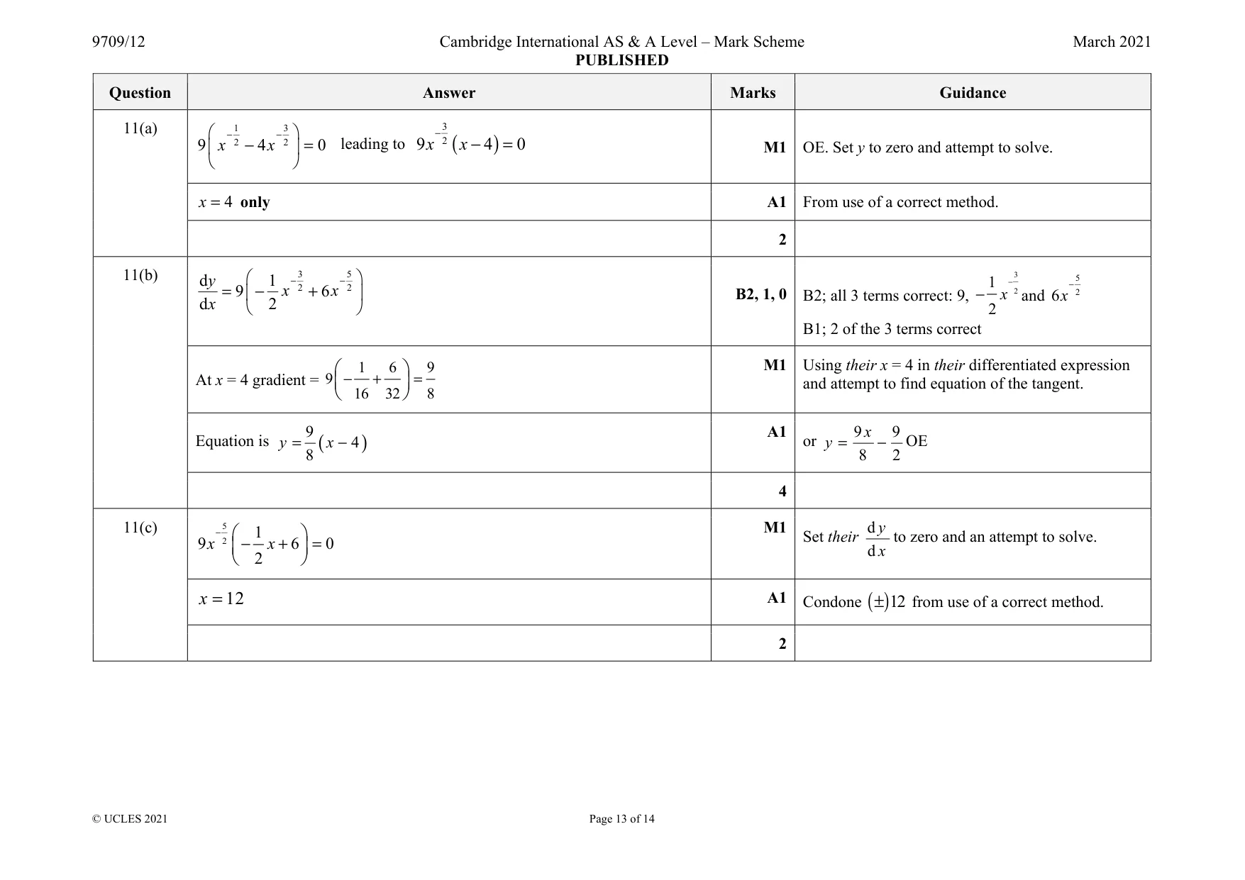 Mark scheme, page 13 of 14
