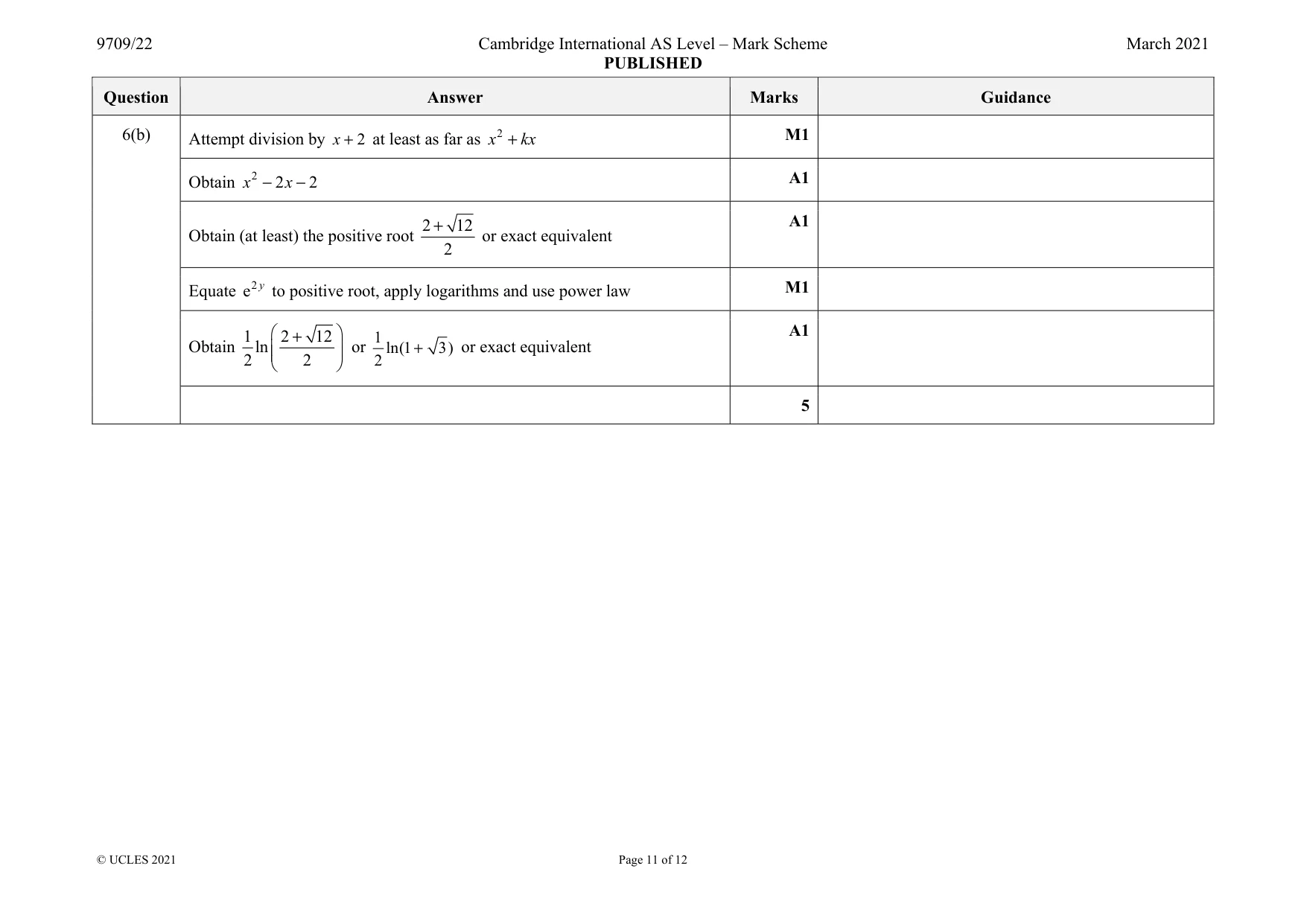 Mark scheme, page 11 of 12