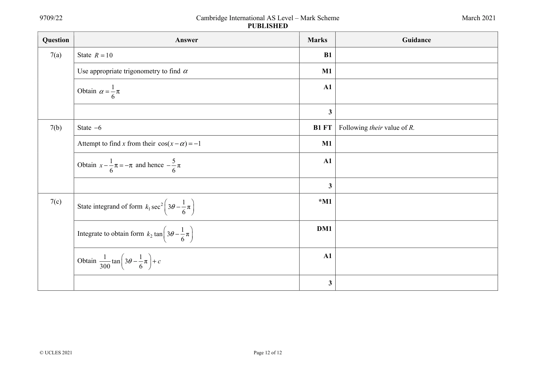 Mark scheme, page 12 of 12