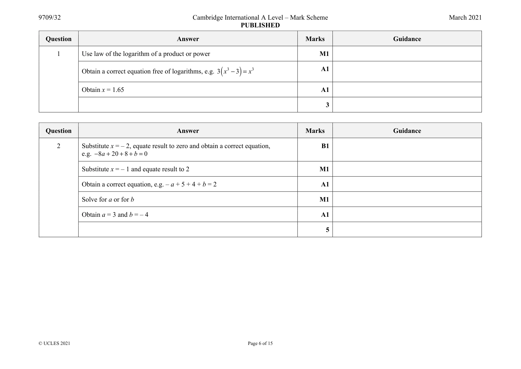 Mark scheme, page 6 of 15
