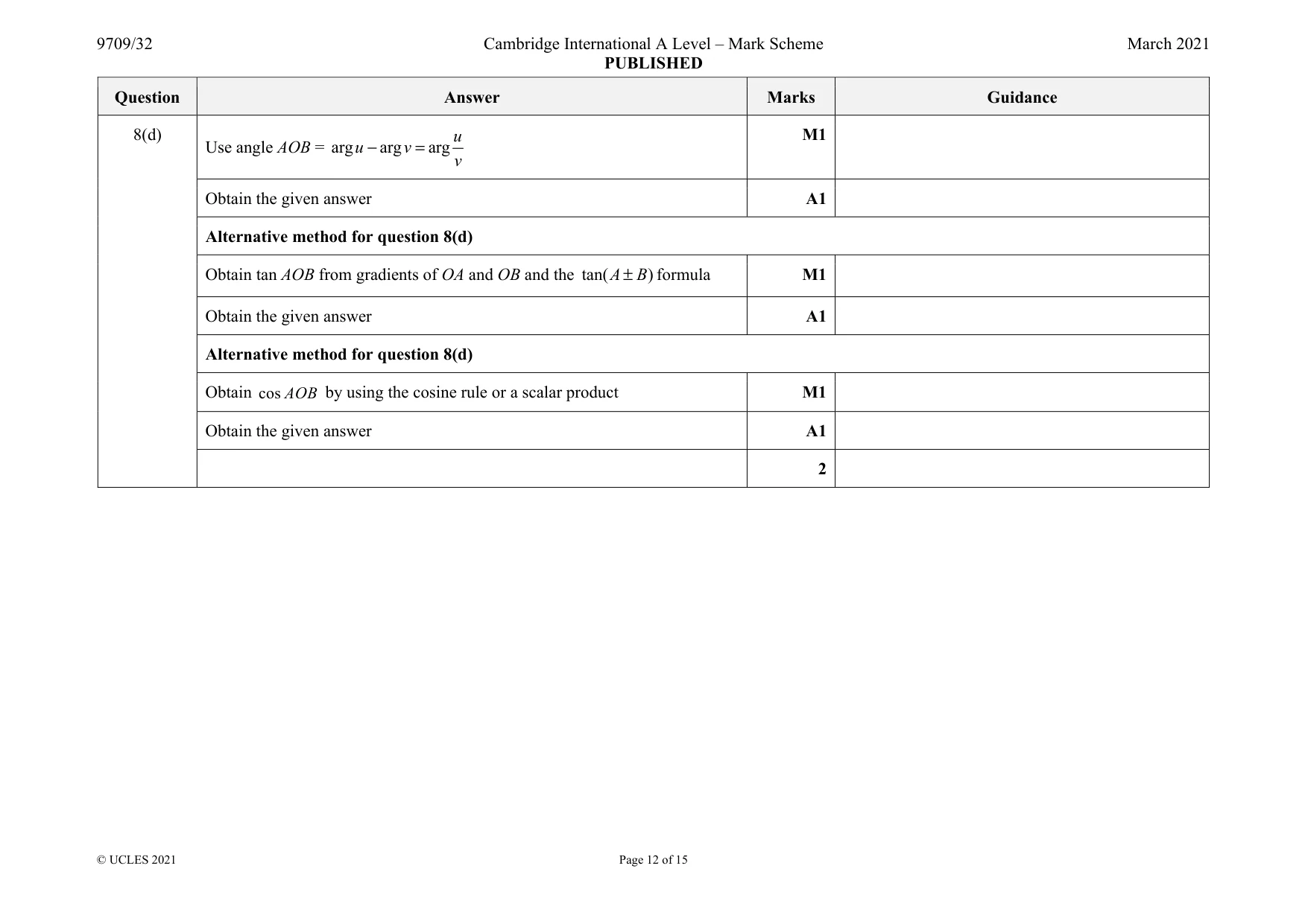 Mark scheme, page 12 of 15