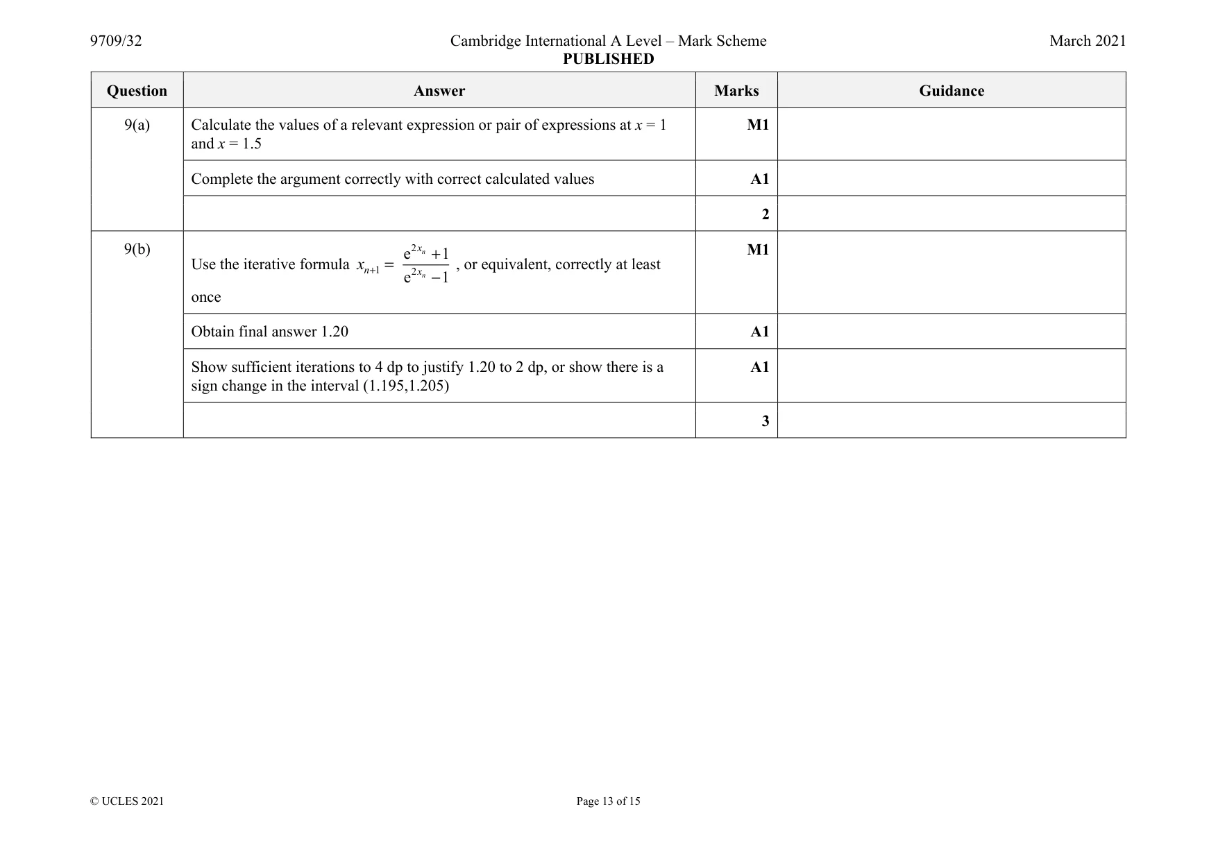 Mark scheme, page 13 of 15