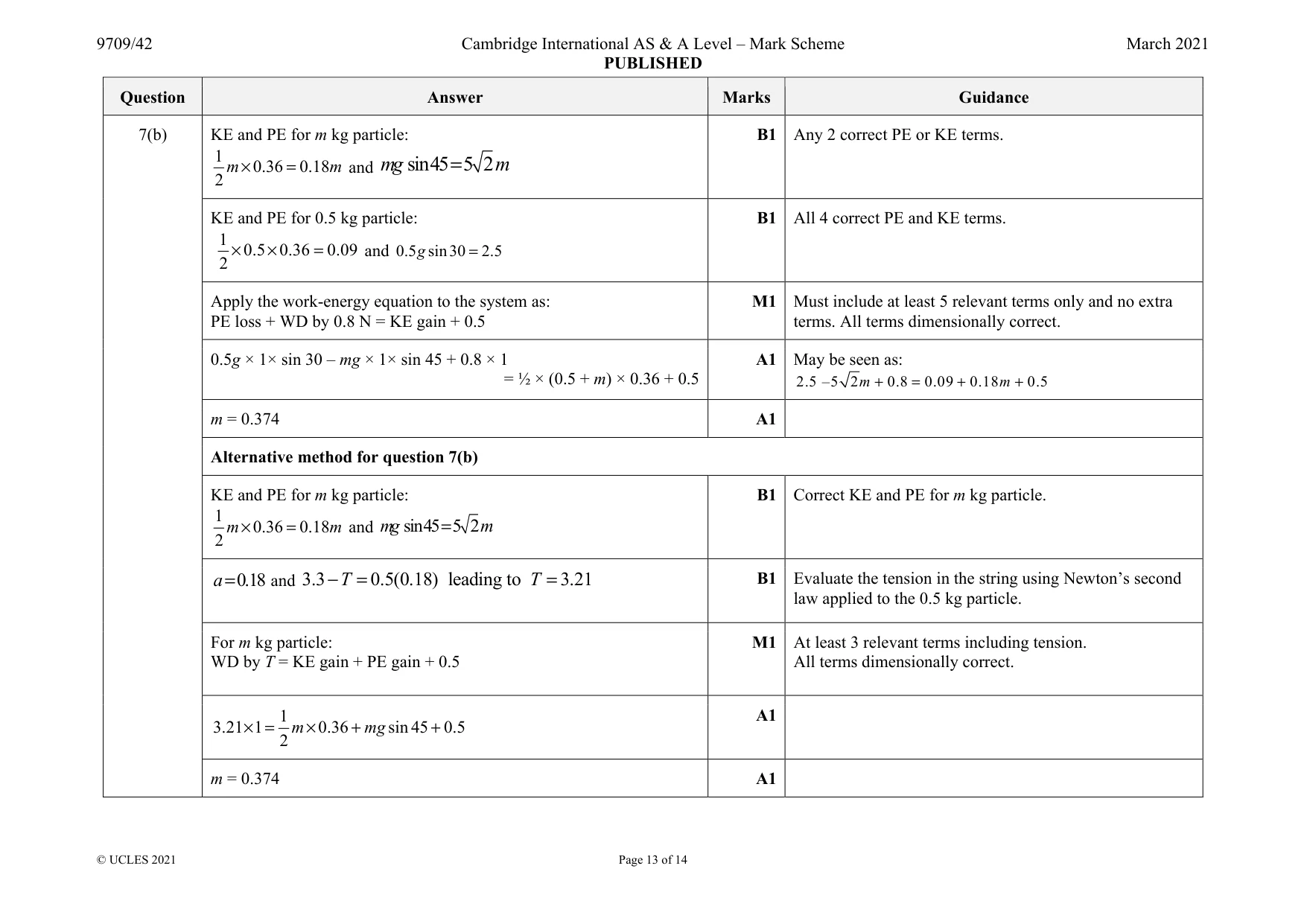 Mark scheme, page 13 of 14