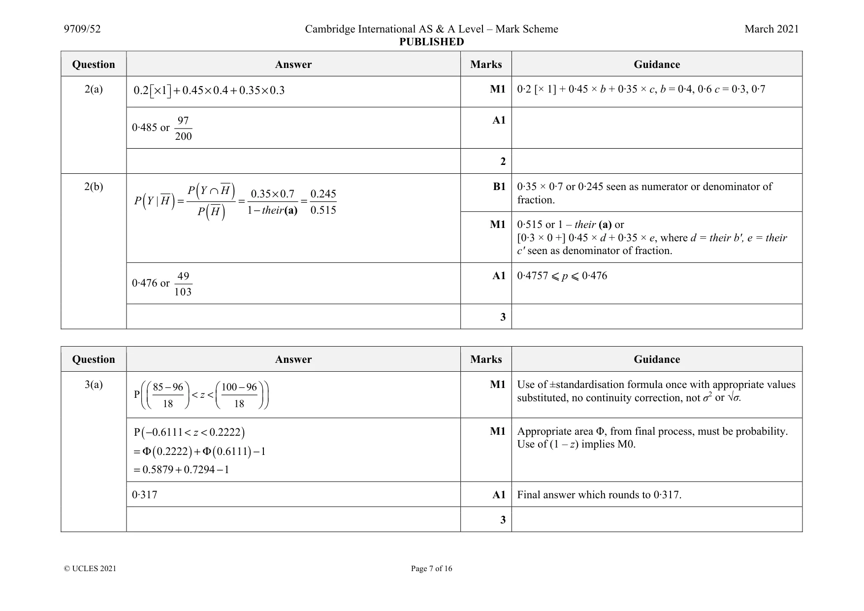 Mark scheme, page 7 of 16