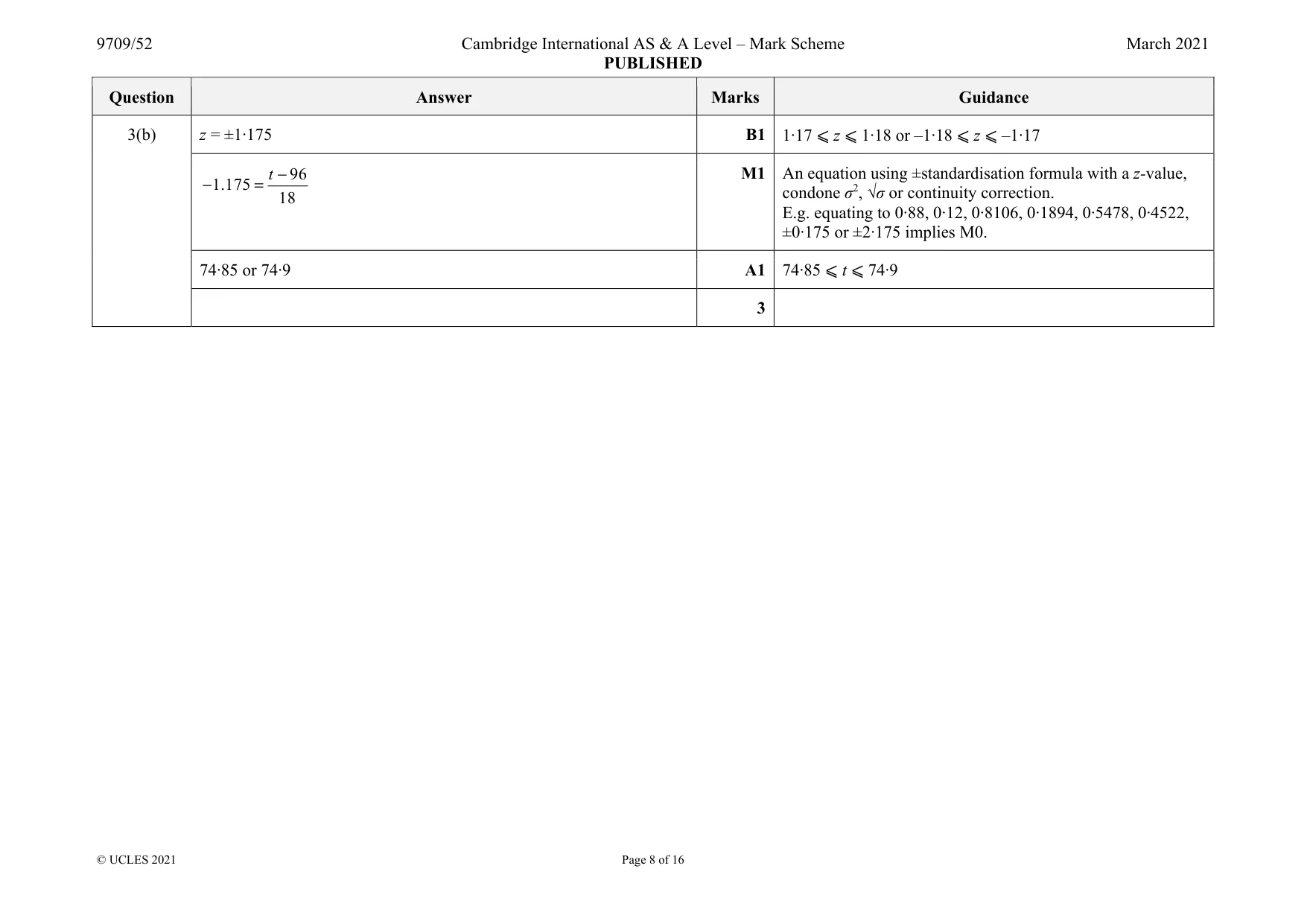 Mark scheme, page 8 of 16