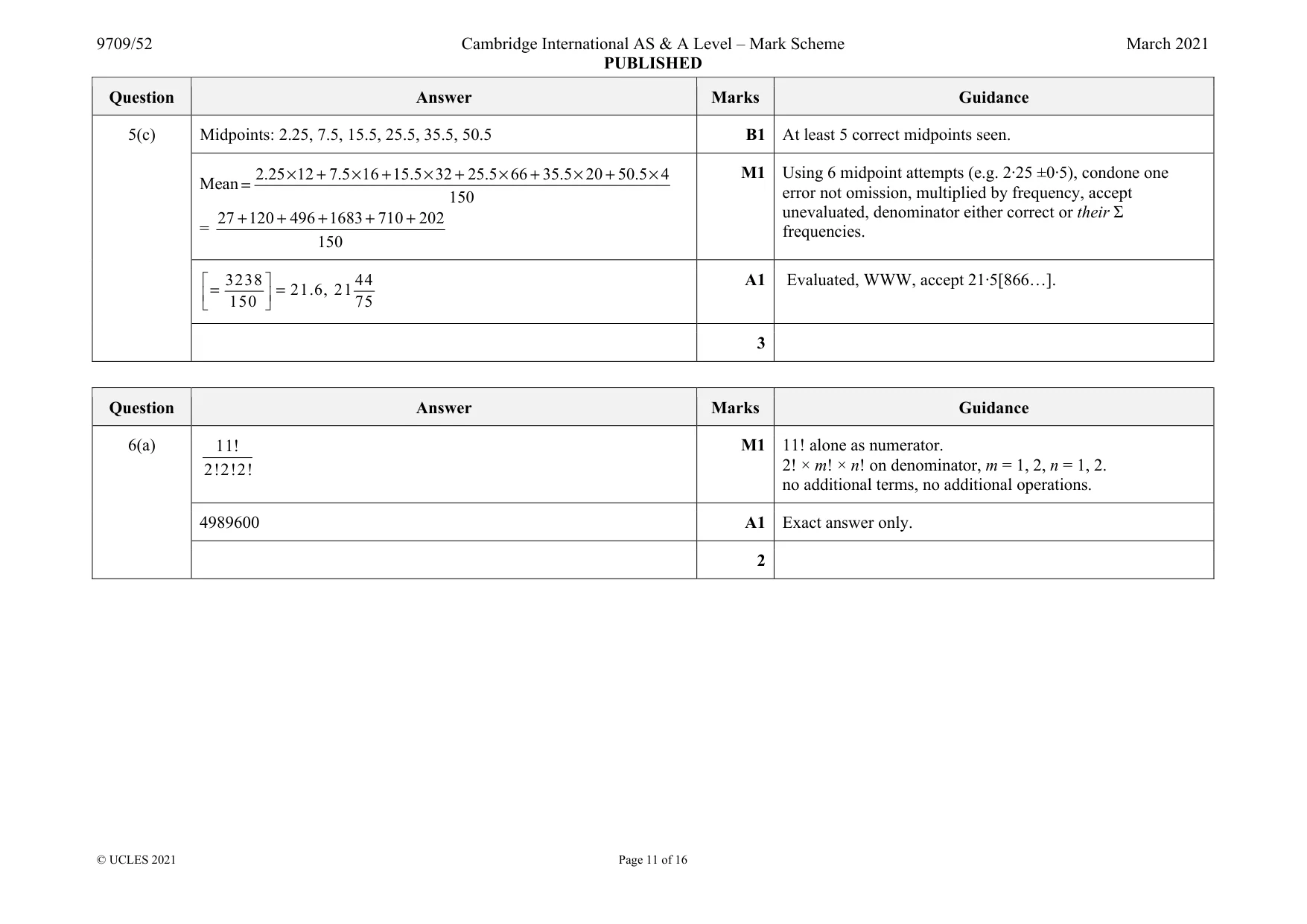 Mark scheme, page 11 of 16