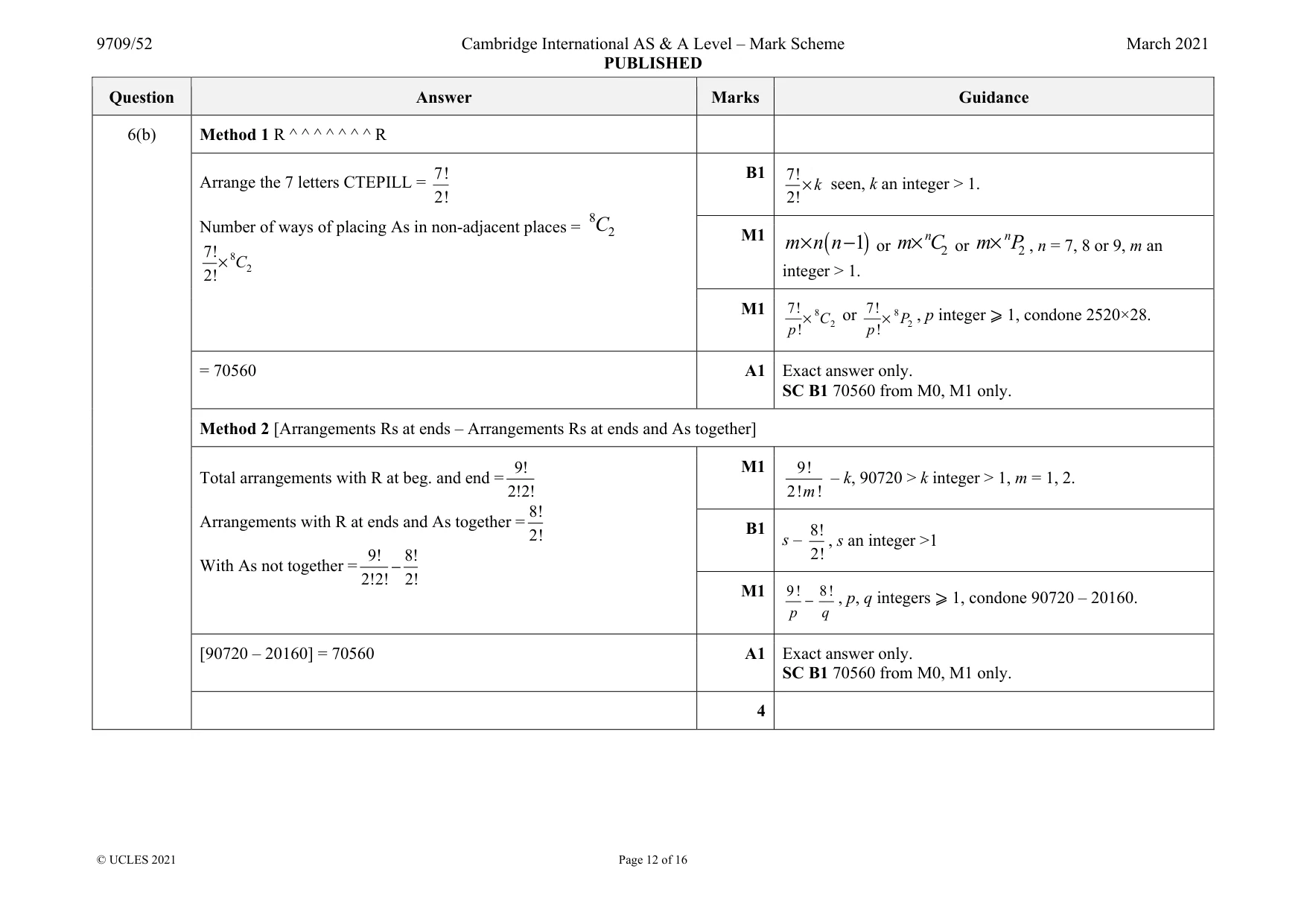 Mark scheme, page 12 of 16