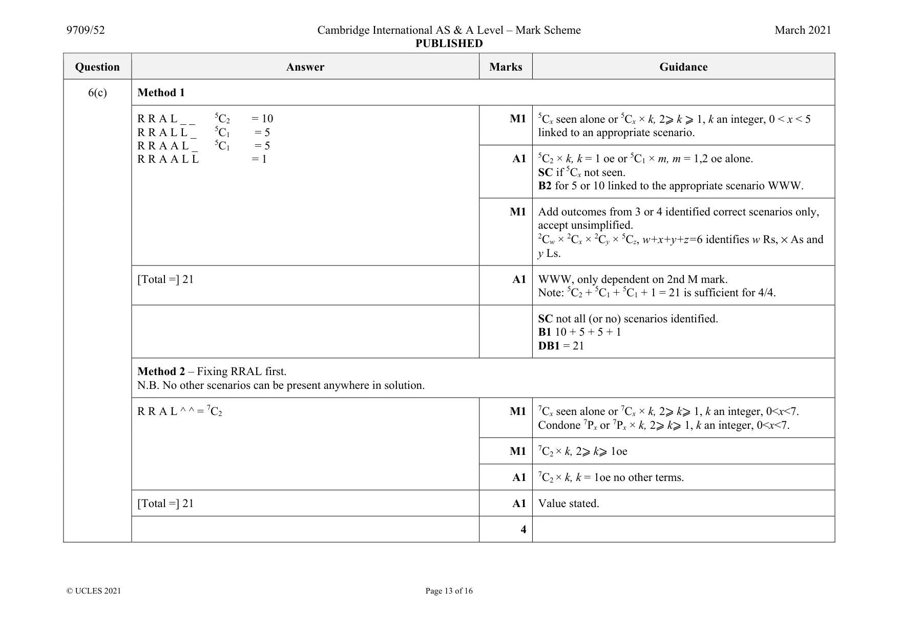 Mark scheme, page 13 of 16