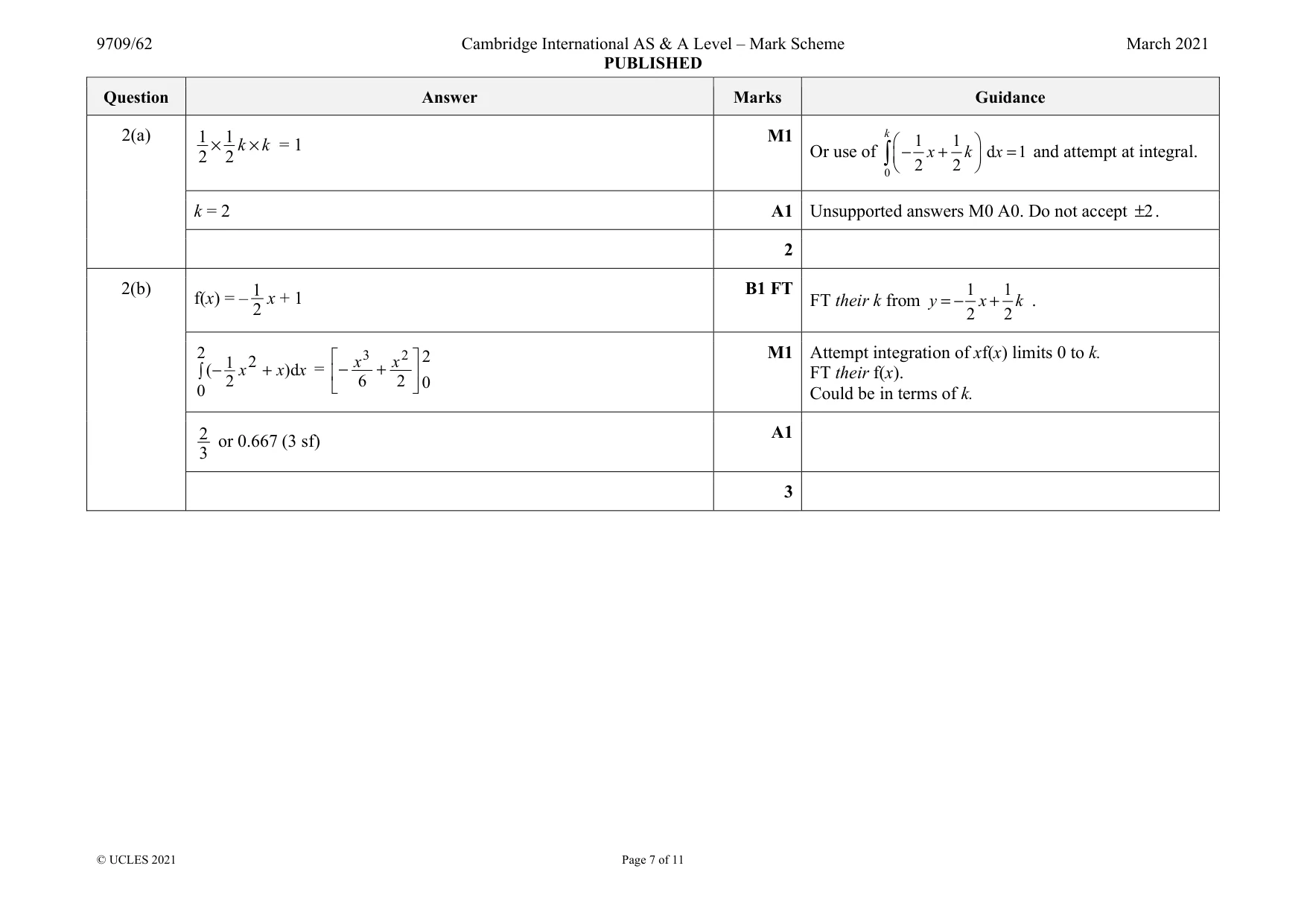 Mark scheme, page 7 of 11