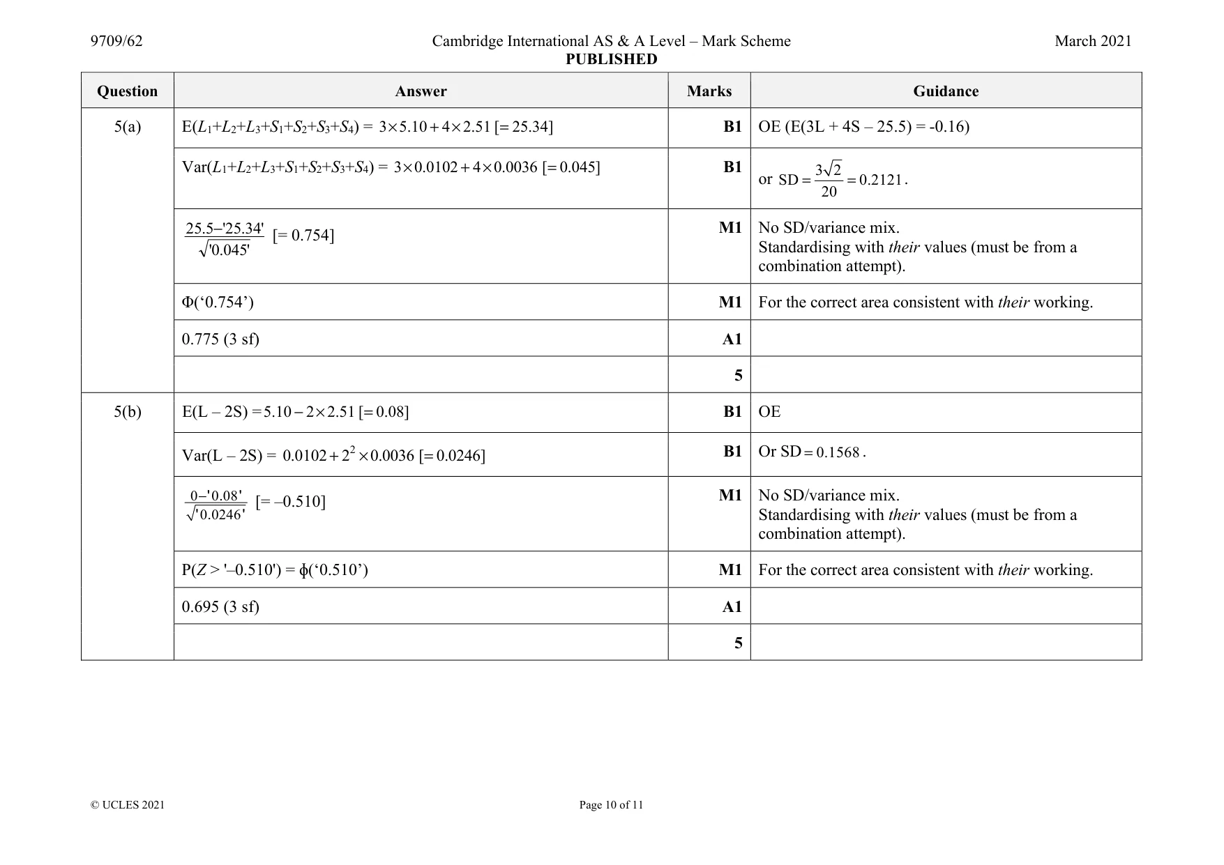 Mark scheme, page 10 of 11