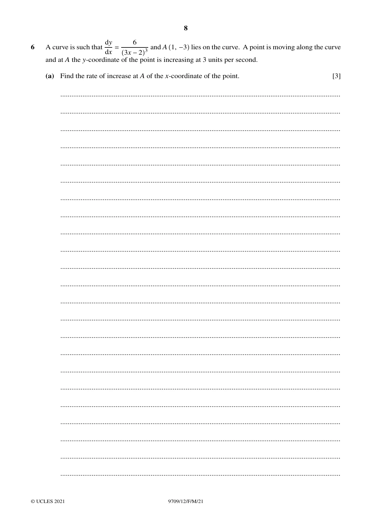 Cambridge A Level Mathematics 9709 2021 Feb/March Paper 1 · Variant 2 question paper, page 8 of 20
