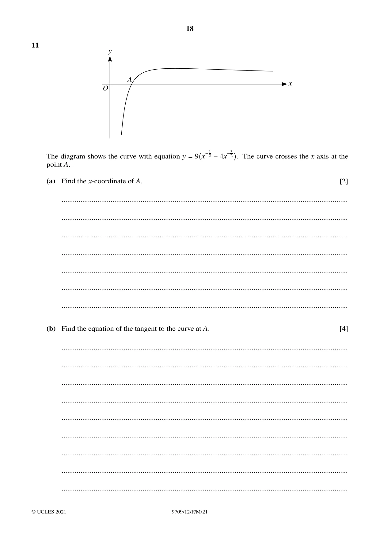 Cambridge A Level Mathematics 9709 2021 Feb/March Paper 1 · Variant 2 question paper, page 18 of 20