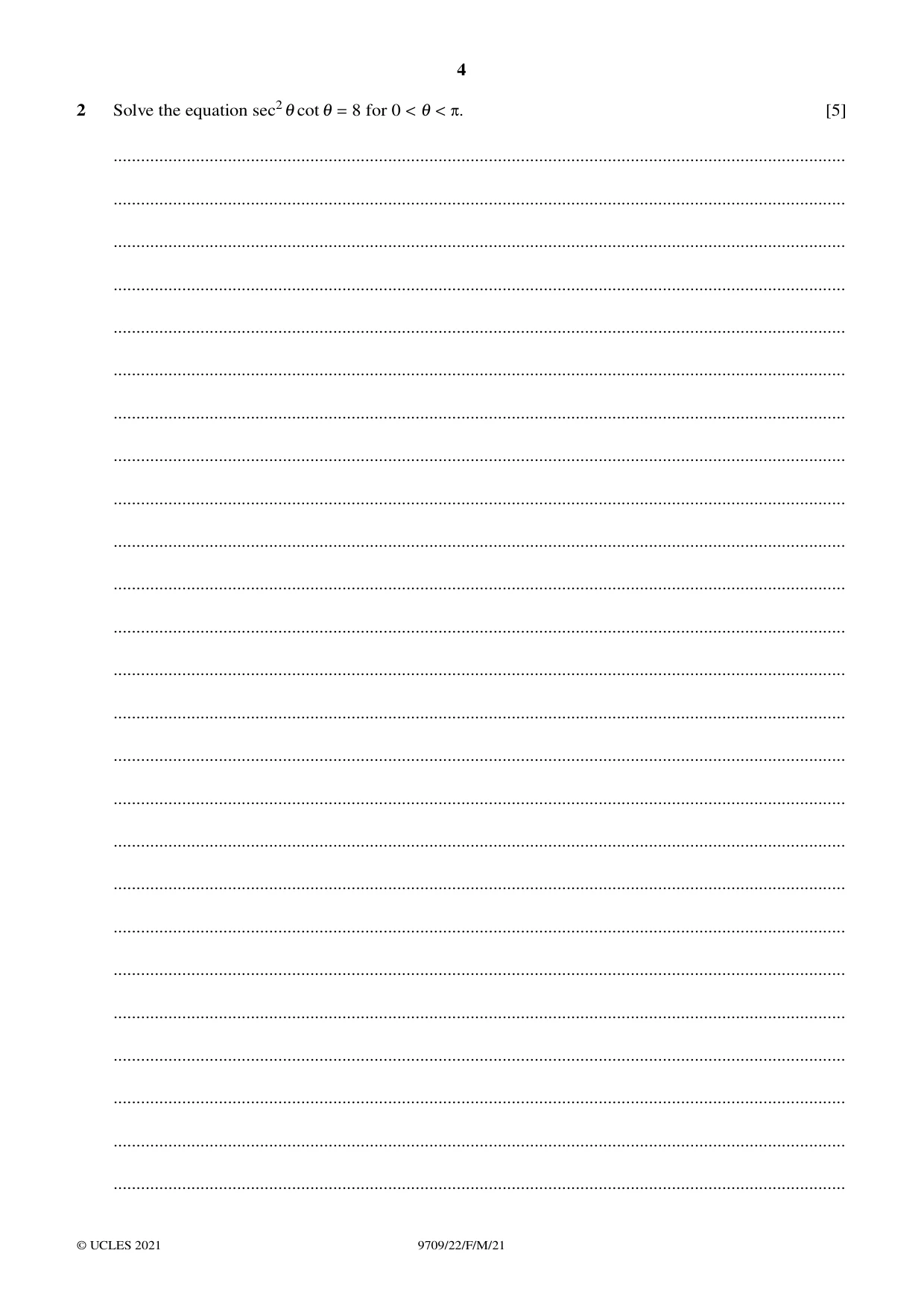 Cambridge A Level Mathematics 9709 2021 Feb/March Paper 2 · Variant 2 question paper, page 4 of 16