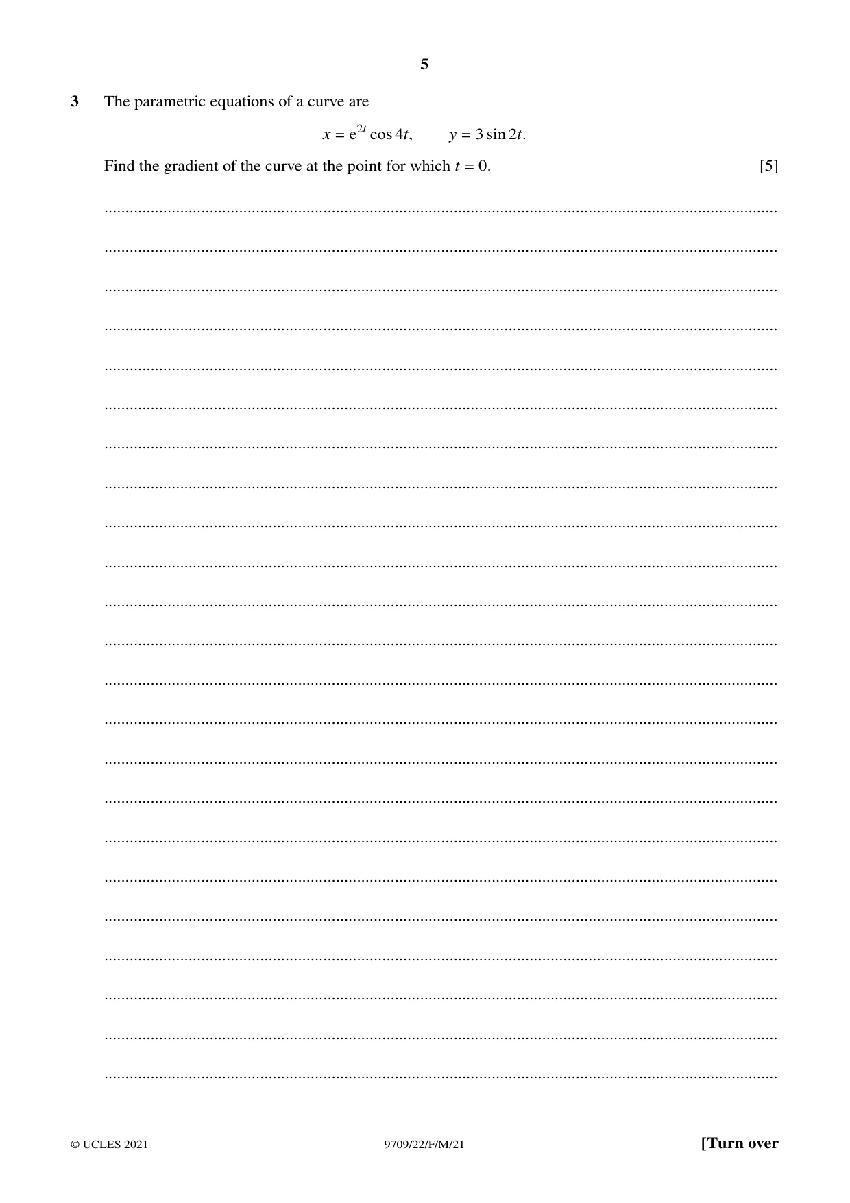 Cambridge A Level Mathematics 9709 2021 Feb/March Paper 2 · Variant 2 question paper, page 5 of 16