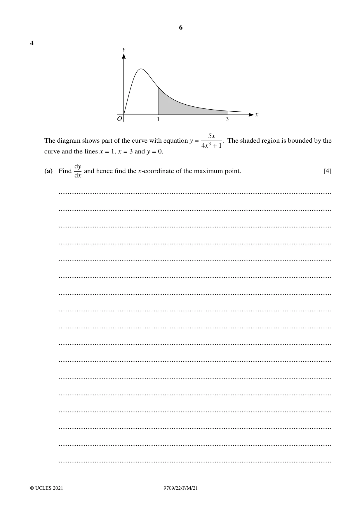 Cambridge A Level Mathematics 9709 2021 Feb/March Paper 2 · Variant 2 question paper, page 6 of 16