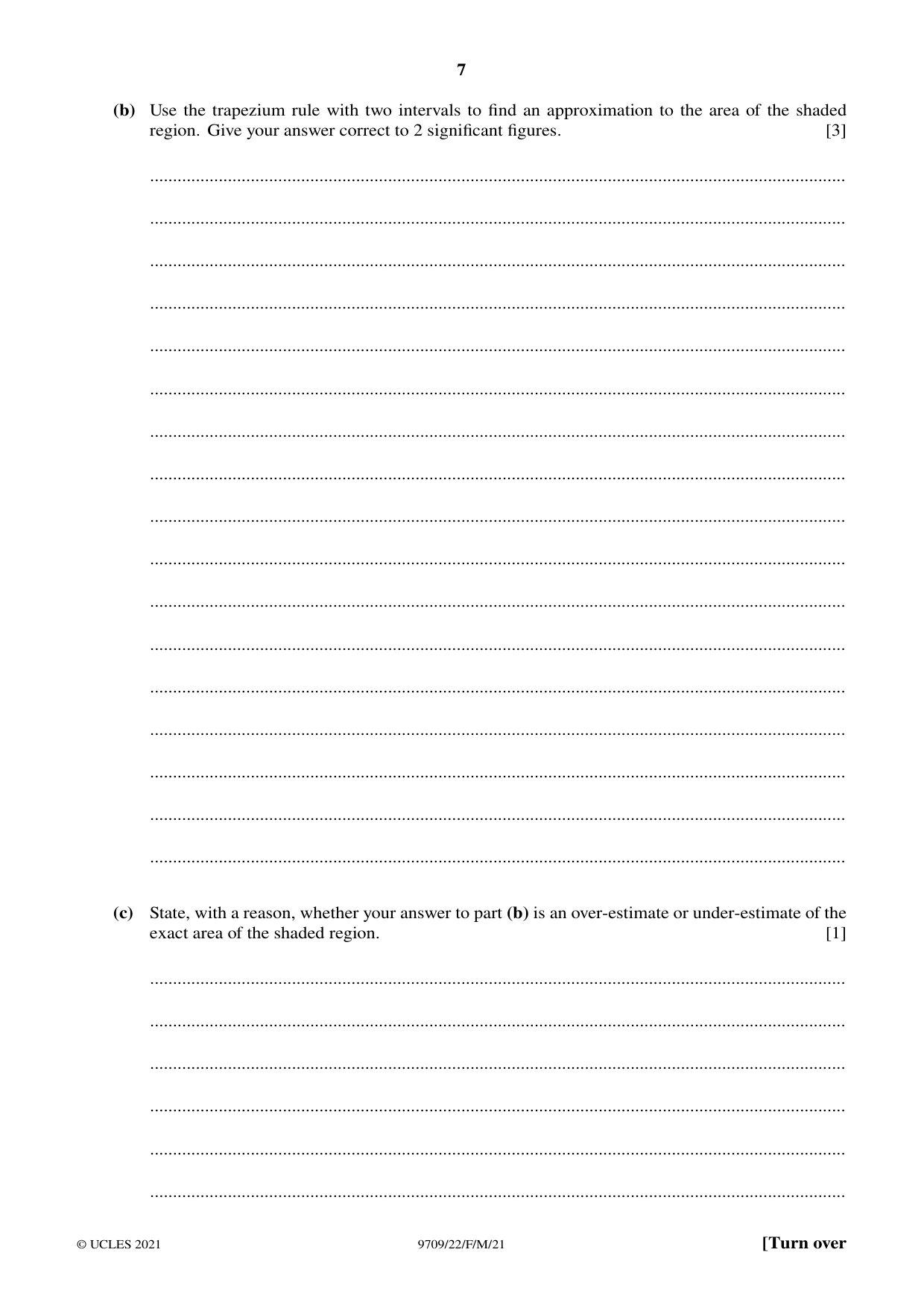 Cambridge A Level Mathematics 9709 2021 Feb/March Paper 2 · Variant 2 question paper, page 7 of 16