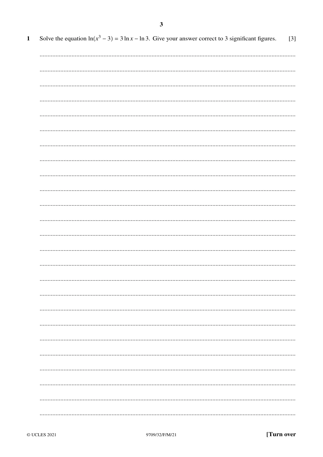 Cambridge A Level Mathematics 9709 2021 Feb/March Paper 3 · Variant 2 question paper, page 3 of 20